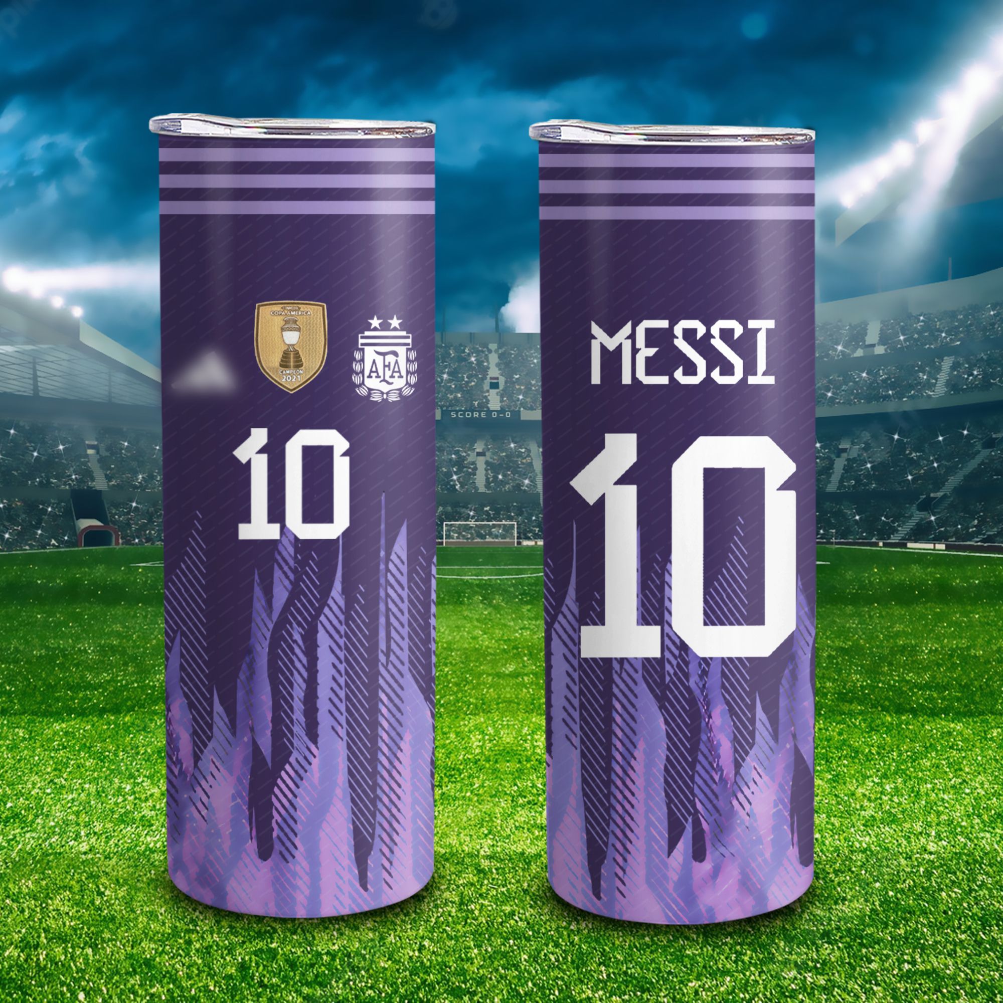 Đội tuyển quốc gia Argentina Go Drink Fans Bóng Đá Skinny 600ml In tên, hình ảnh theo yêu cầu