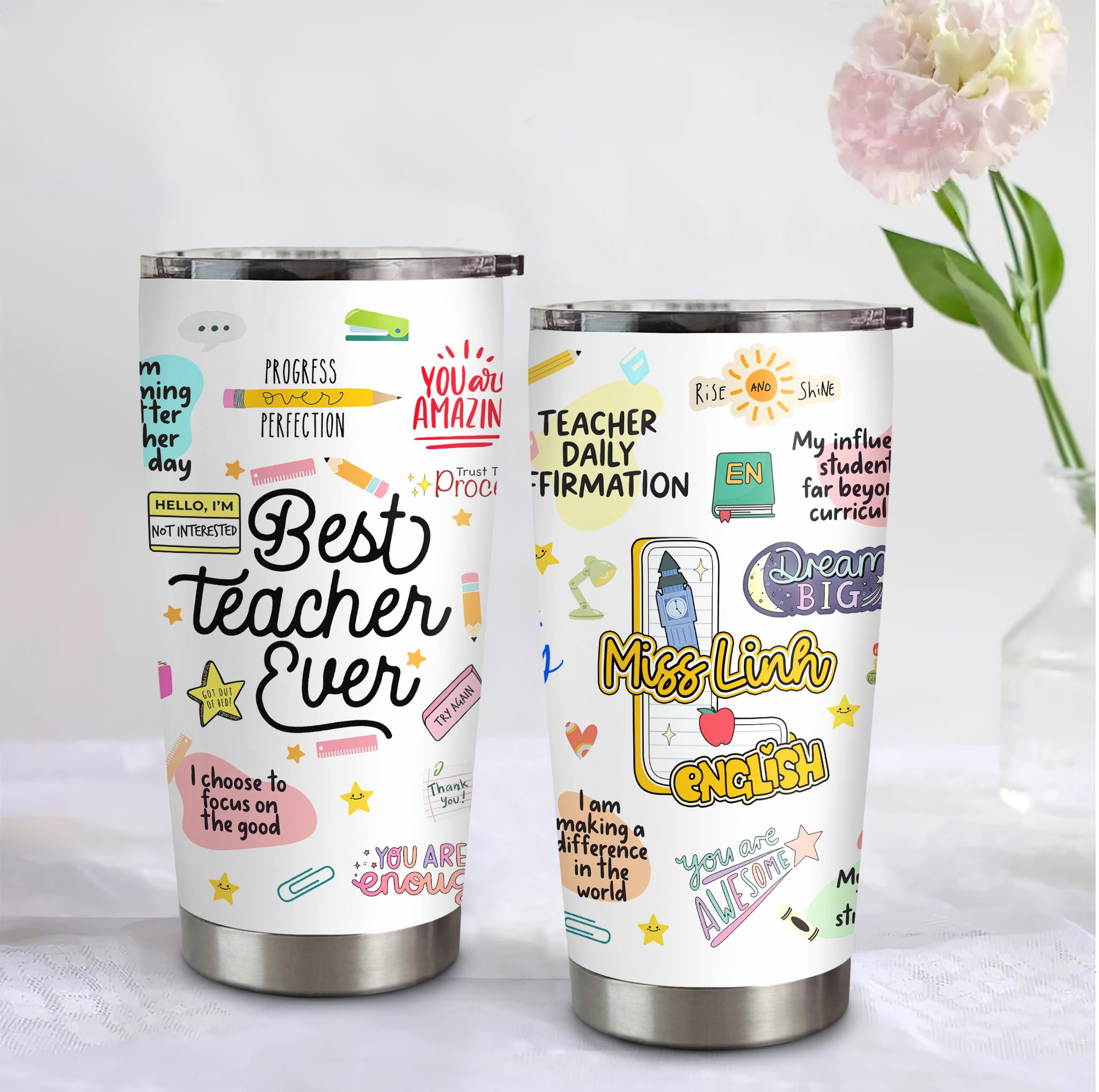 Best Teacher Ever Ly Giữ Nhiệt Giáo Viên Go Drink Nhà Giáo Bình giữ nhiệt 950ml In Tên, Hình Ảnh Theo Yêu Cầu