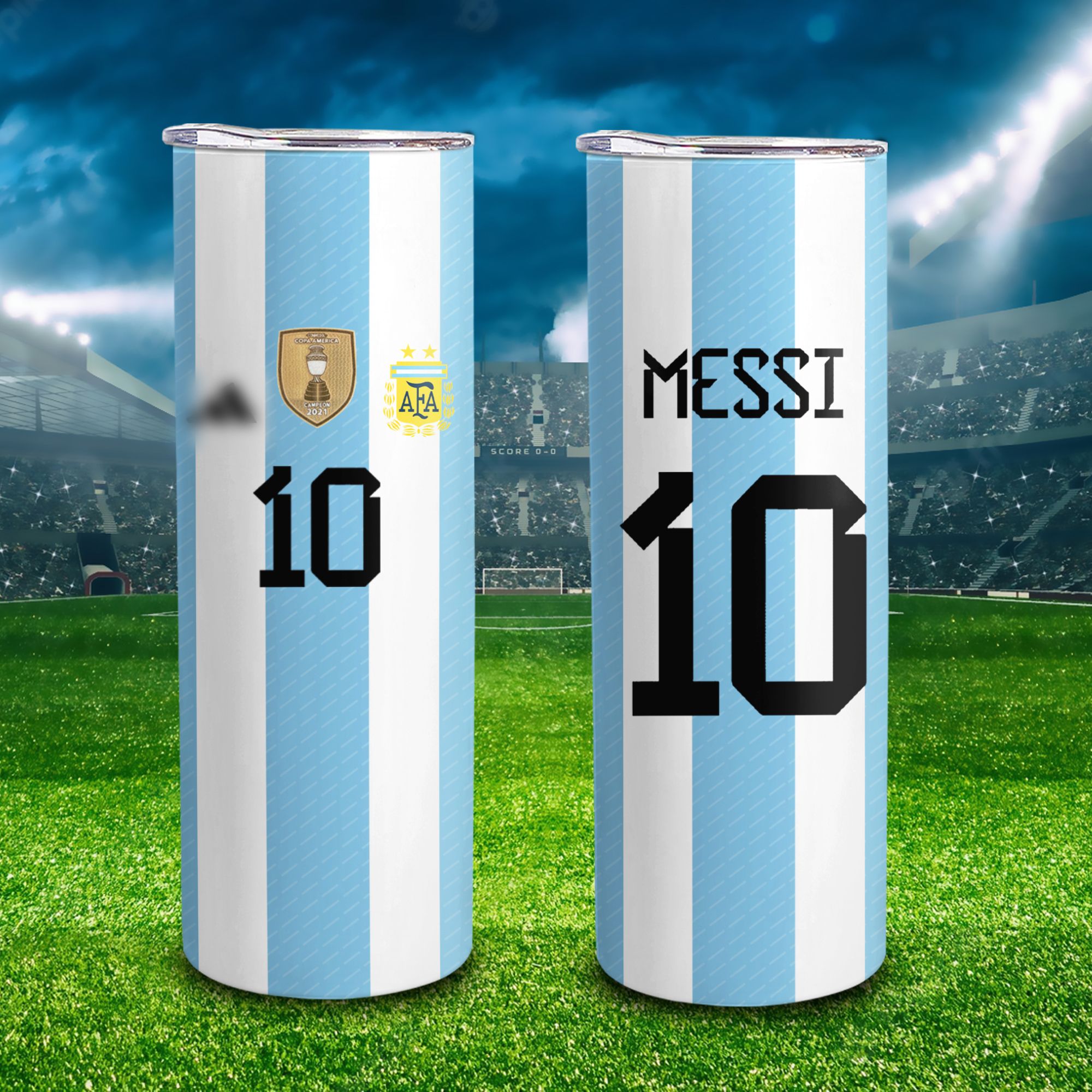 Đội tuyển quốc gia Argentina Go Drink Fans Bóng Đá Skinny 600ml In tên, hình ảnh theo yêu cầu