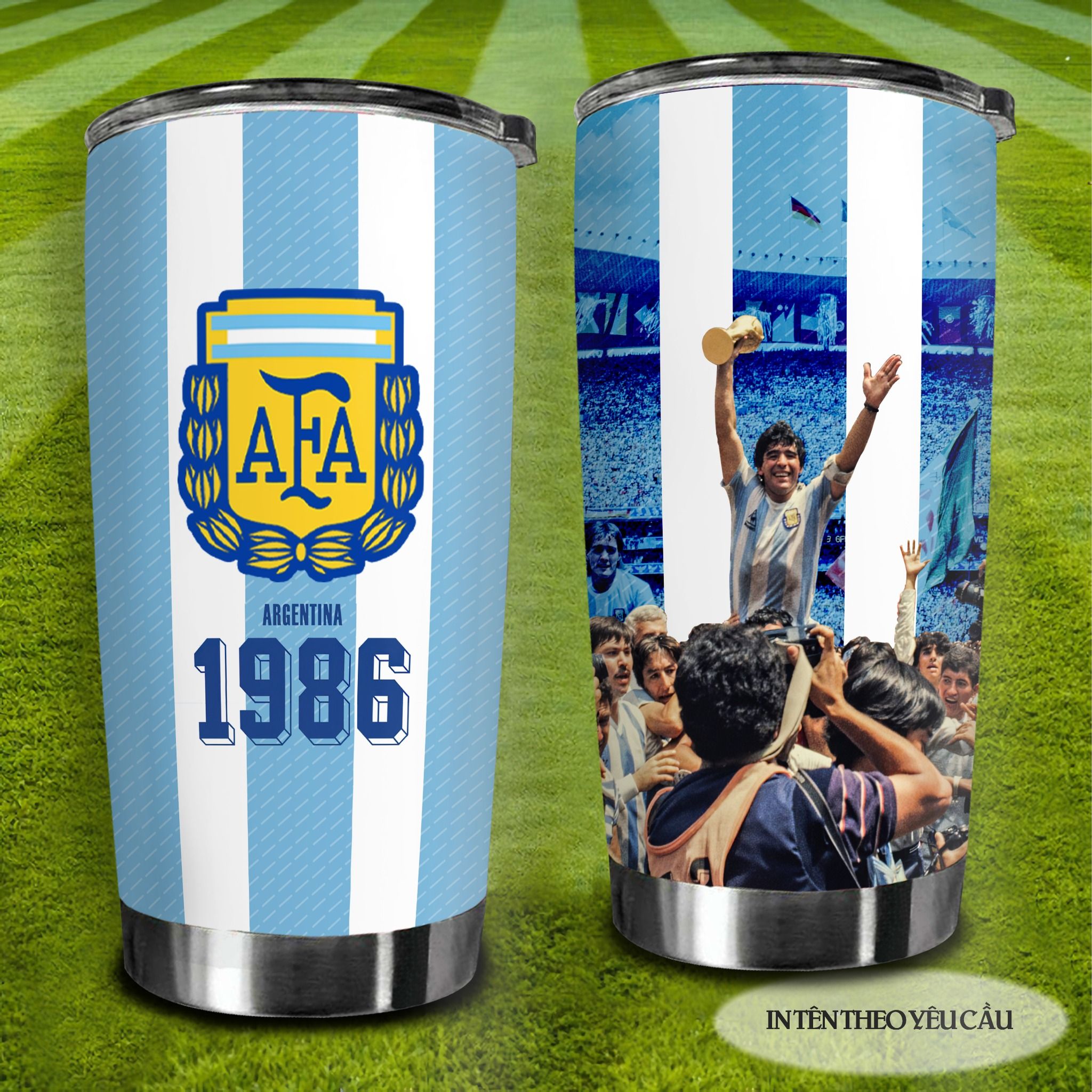Argentina 1986 (2) Go Drink Fans Bóng Đá Cốc Giữ Nhiệt 600ml In tên, hình ảnh theo yêu cầu