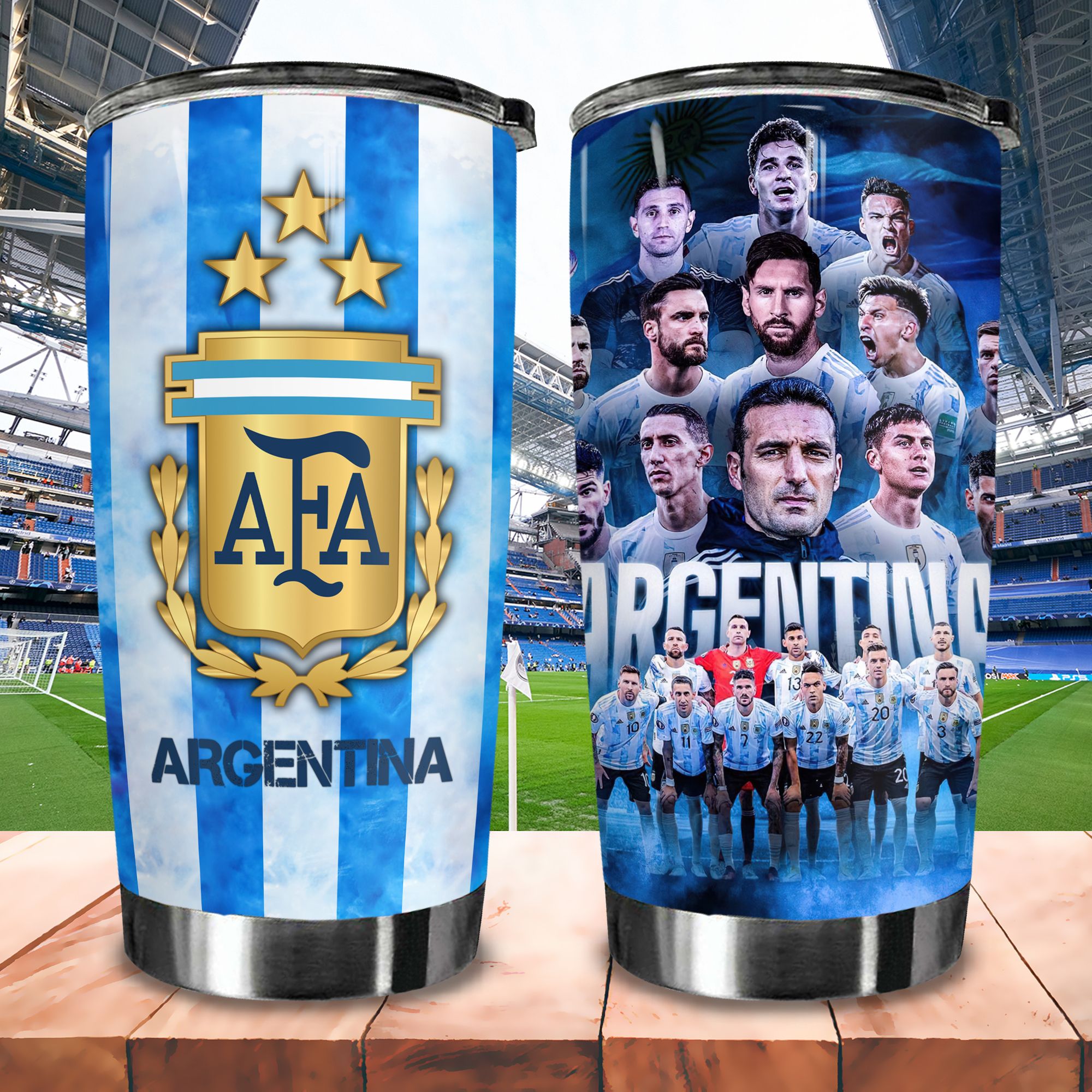 Ly Đội Tuyển Quốc Gia Kết Hợp Màu Cờ Go Drink Fans Bóng Đá Cốc giữ nhiệt 600ml In tên, hình ảnh theo yêu cầu