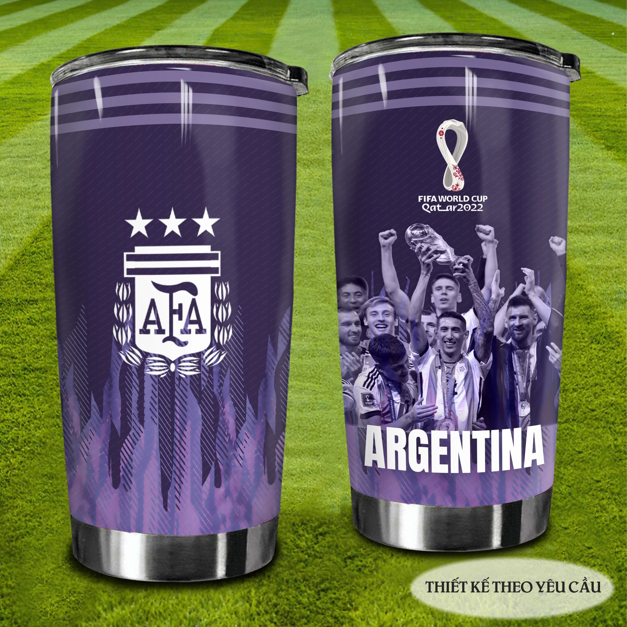 argentina WC 2022 Go Drink Fans Bóng Đá Cốc Giữ Nhiệt 600ml In tên, hình ảnh theo yêu cầu