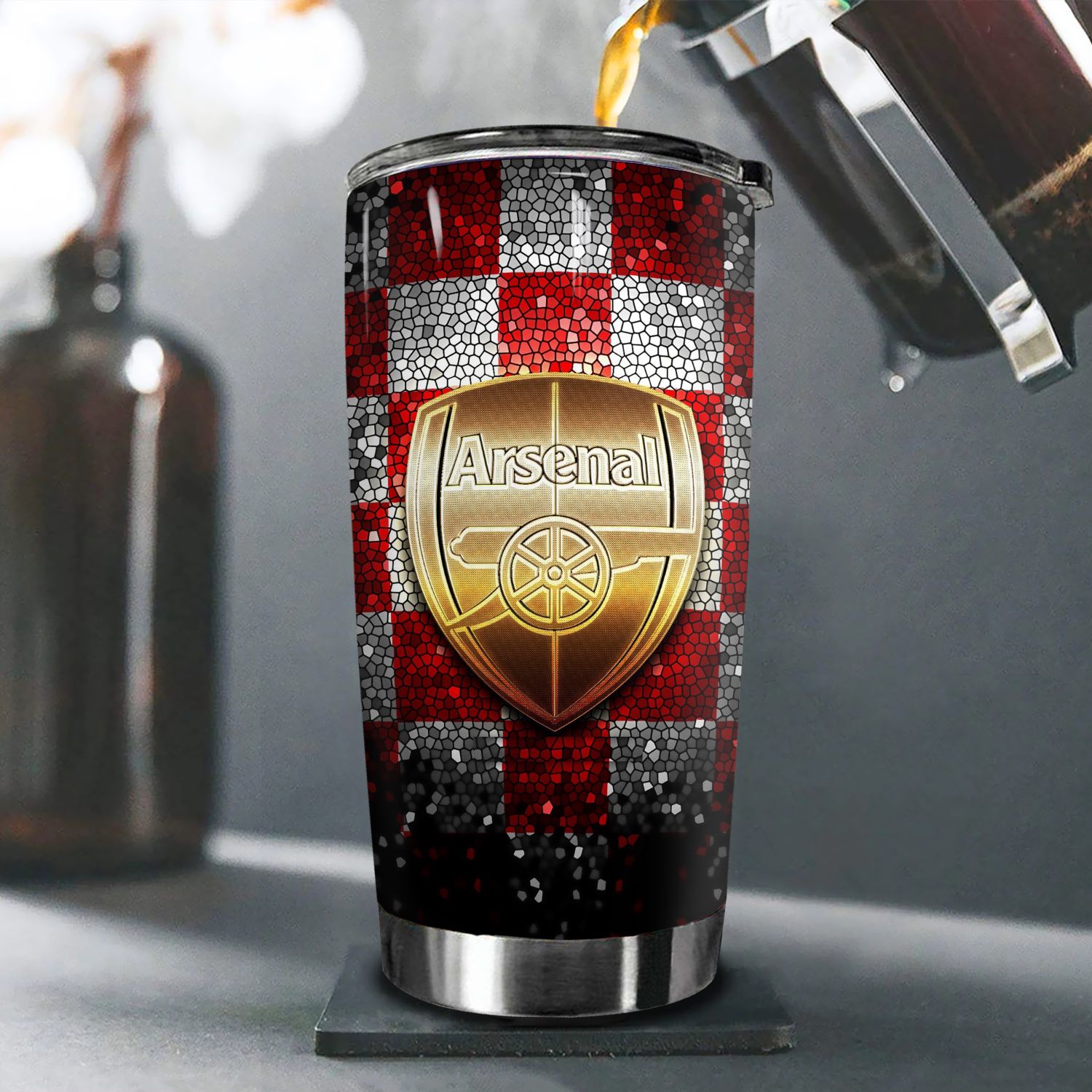Logo CLB Arsenal Go DrinkFans Bóng Đá Cốc Giữ Nhiệt 600ml In tên, hình ảnh theo yêu cầu