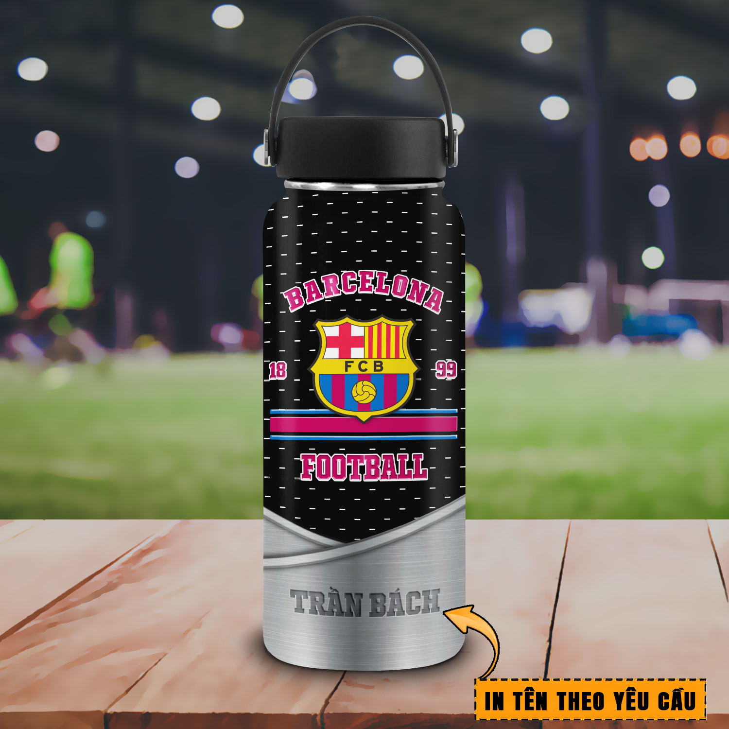 Bình giữ nhiệt bóng đá hiệu ứng 3D 2024 Go Drink Fan Bóng Đá Bình giữ nhiệt 950ml In tên, hình ảnh theo yêu cầu