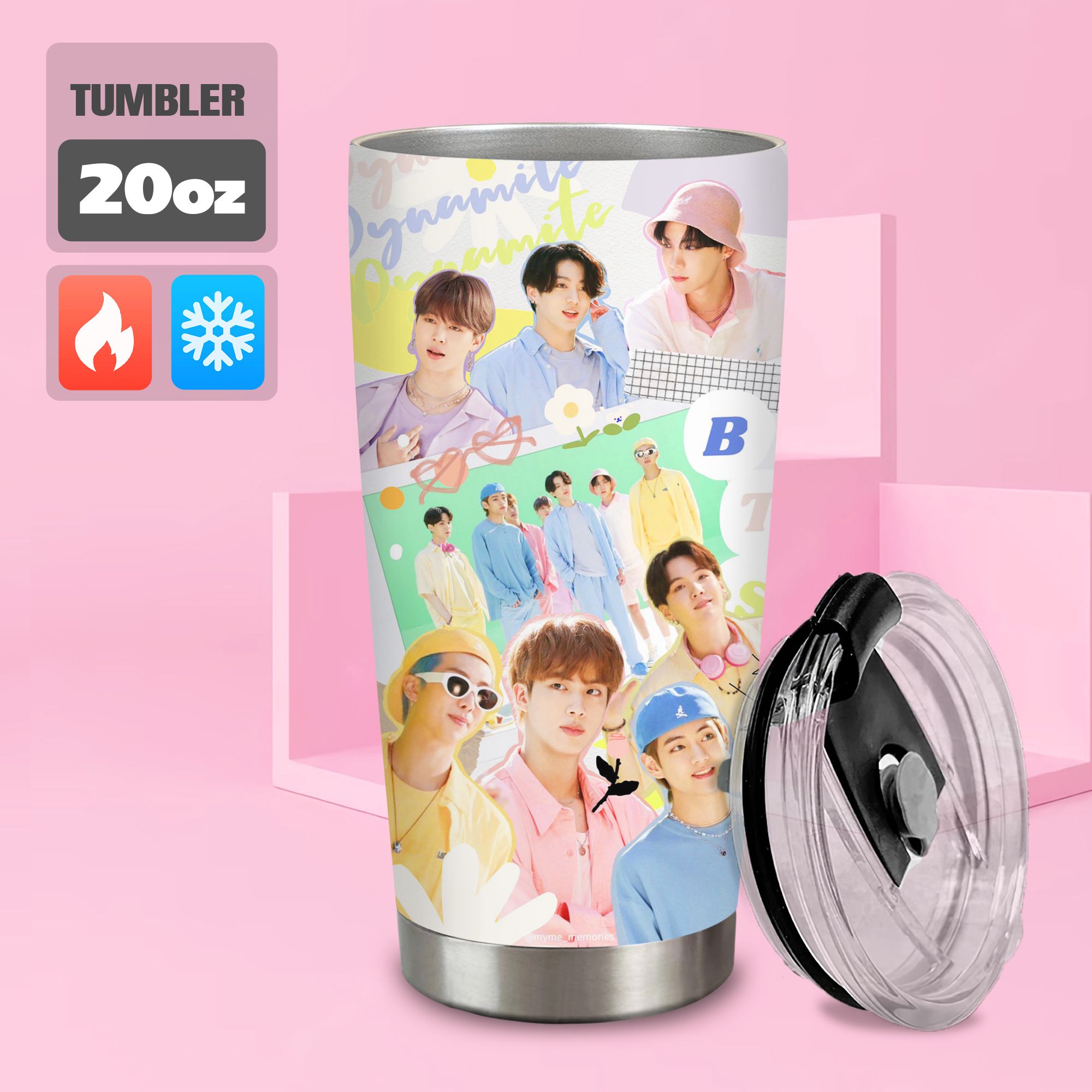 BTS Cả Nhóm 3 Go Drink Cốc Giữ Nhiệt 600ml In tên, hình ảnh theo yêu cầu
