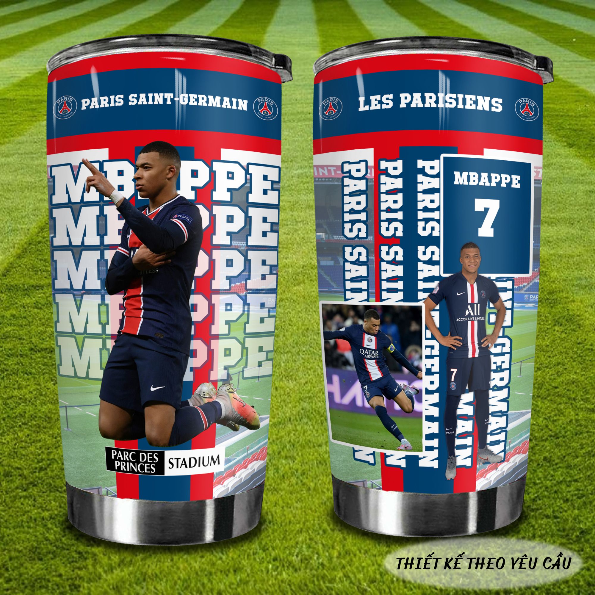 Cầu Thủ Mbappe CLB Paris Saint-Germain Go Drink Fans Bóng Đá Cốc giữ nhiệt 600ml In tên, hình ảnh theo yêu cầu