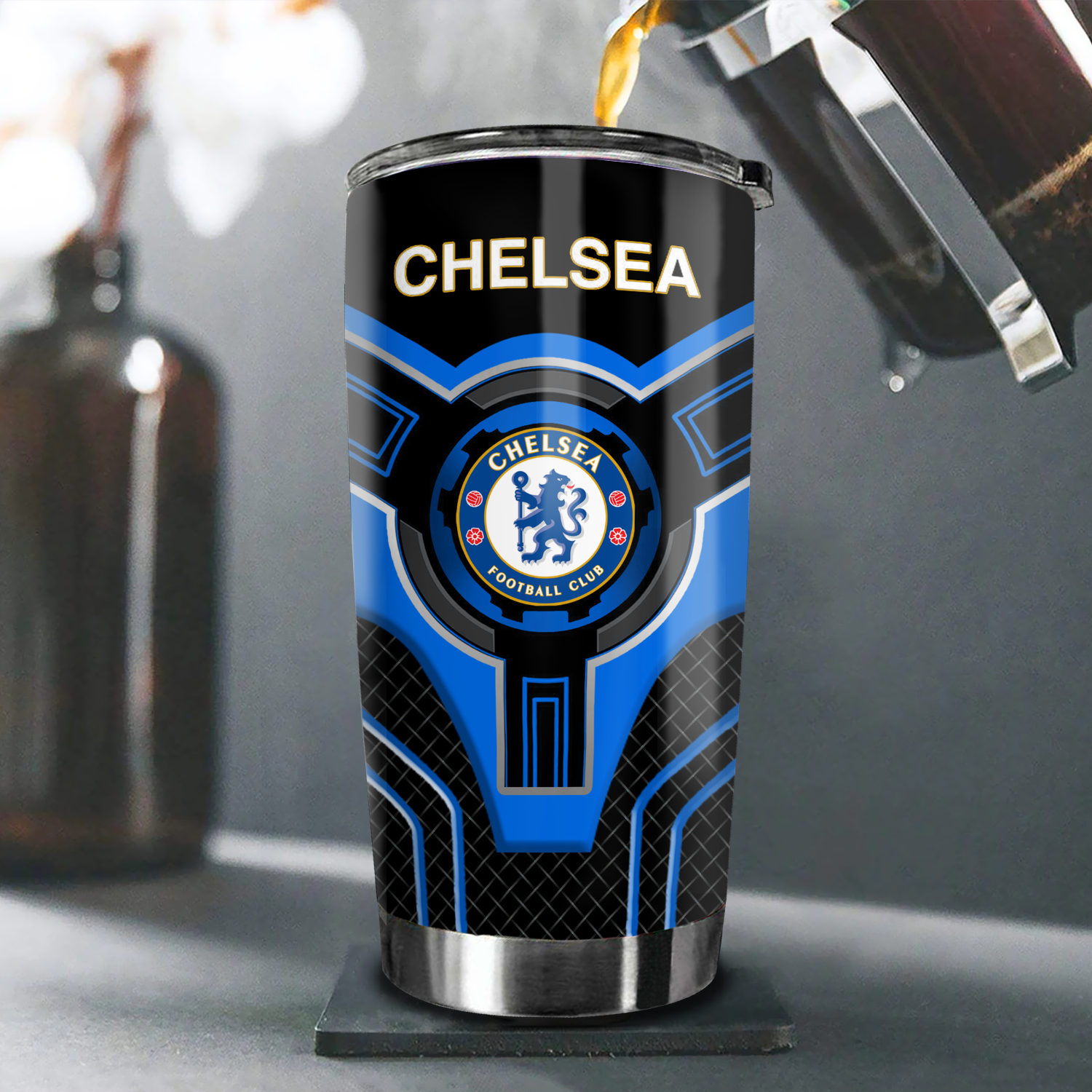 Ly giữ nhiệt bóng đá hiệu ứng Carbon Go Drink Fans Bóng đá Cốc giữ nhiệt 600ml In tên, hình ảnh theo yêu cầu