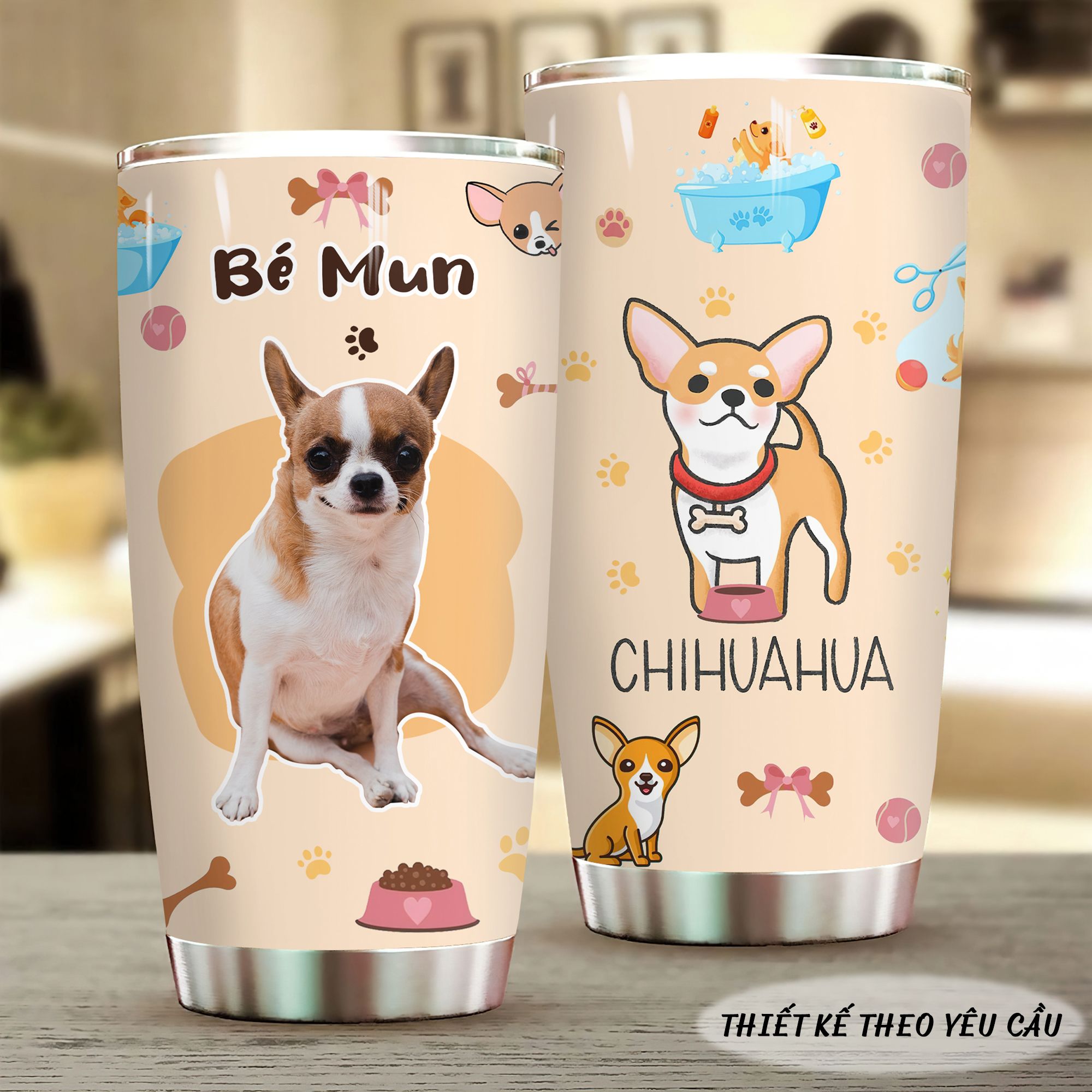 Chihuahua Pet Lover In Hình Và Thiết Kế Theo Yêu Cầu Go Drink In tên/ Ghép ảnh Cốc giữ nhiệt 600ml In tên, hình ảnh theo yêu cầu
