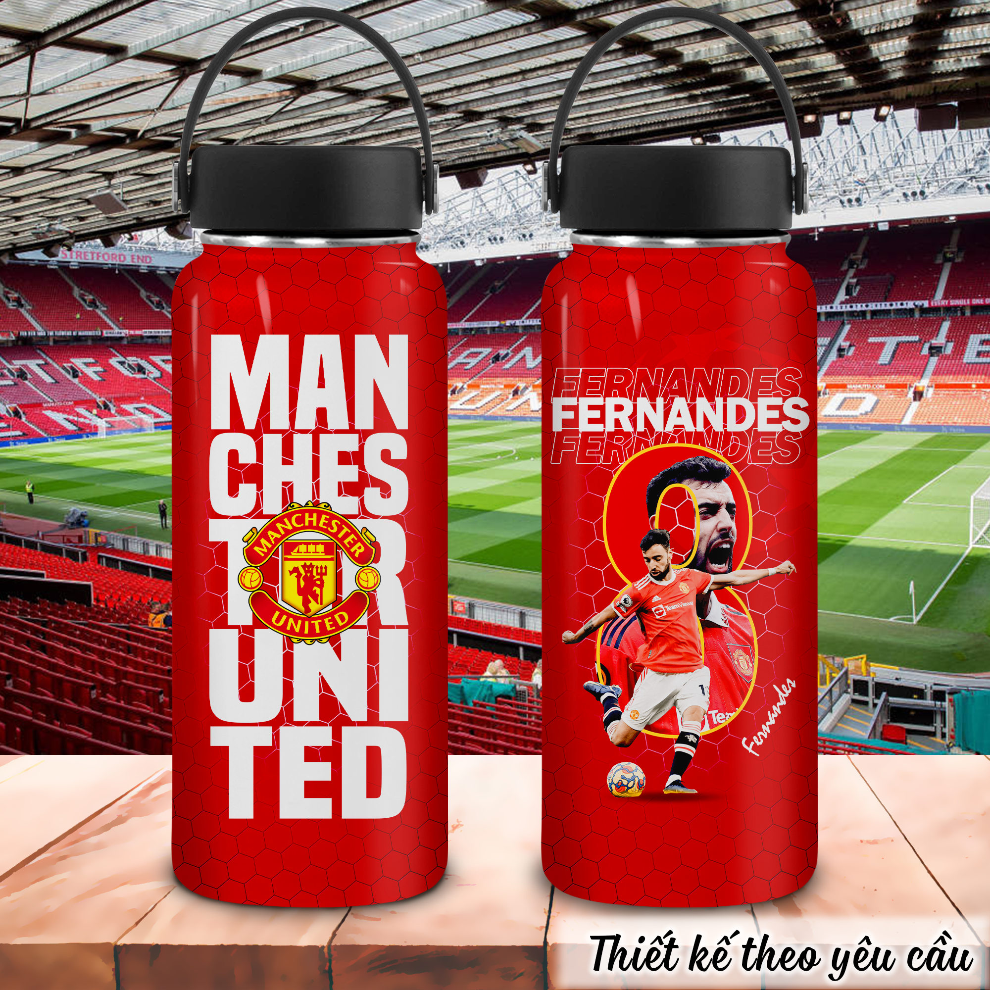 CLB Manchester United Kết Hợp Cầu Thủ Họa Tiết Lưới Bóng Đá Go Drink Fans Bóng Đá Bình Giữ Nhiệt 950ml In Tên, Hình Ảnh Theo Yêu Cầu