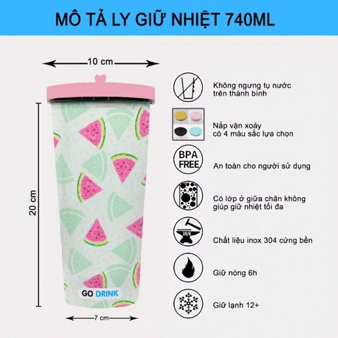 Sanemi Shinazugawa Demon Slayer Chibi Go Drink Anime Cốc giữ nhiệt 740ml In tên, hình ảnh theo yêu cầu