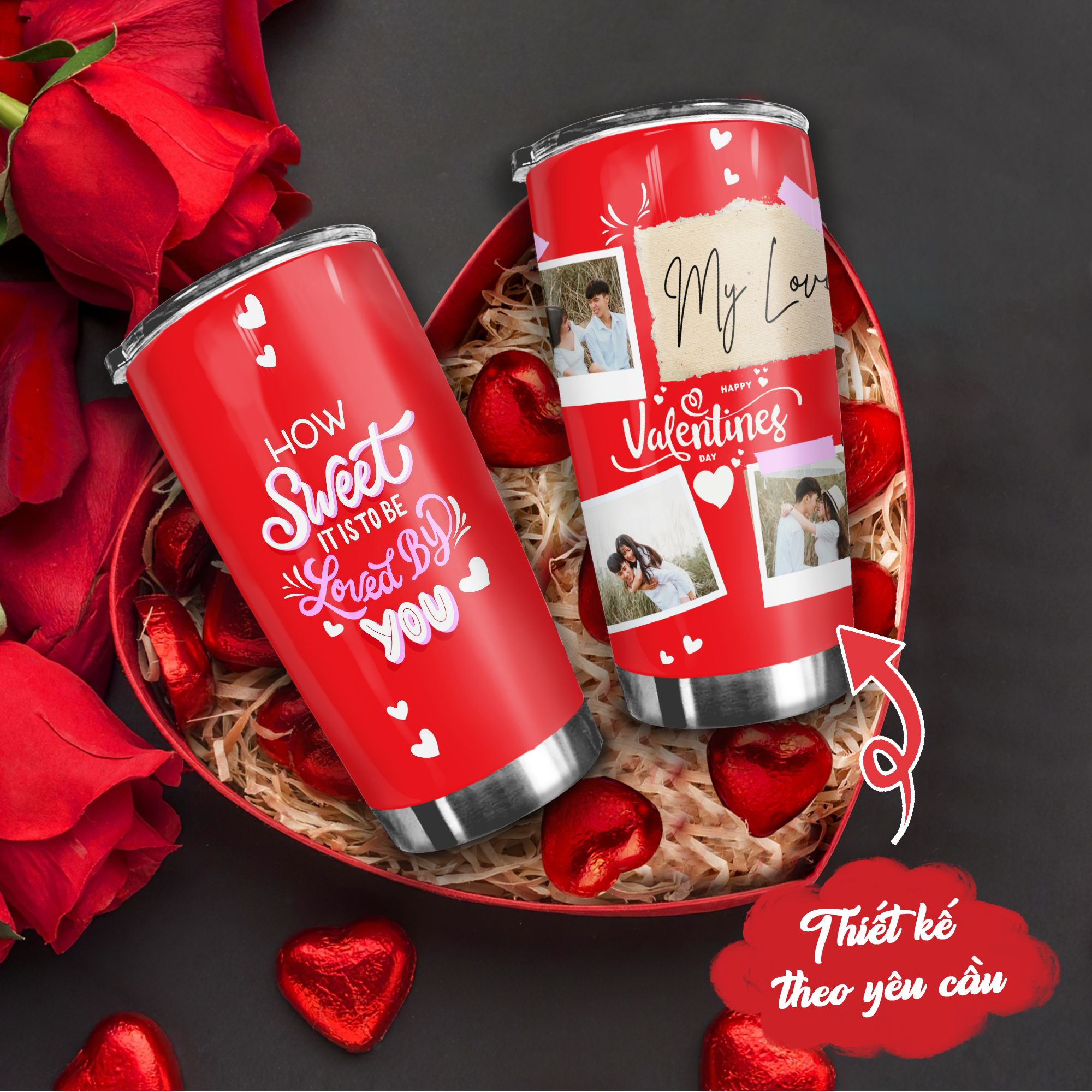 Quote Photo Red Go Drink Couple Cốc Giữ Nhiệt 600ml In tên, hình ảnh theo yêu cầu