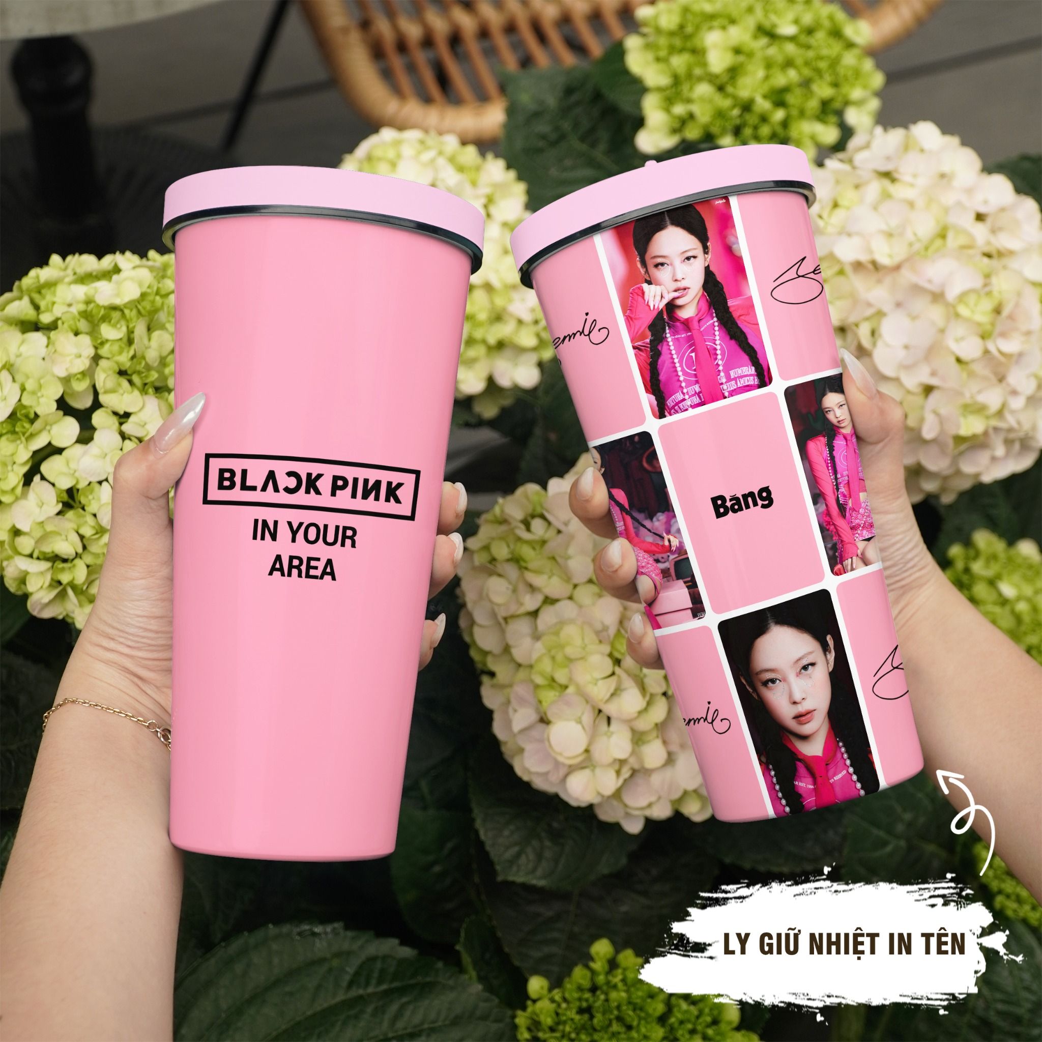 Jennie Born Pink Go Drink Người nổi tiếng/Idol Cốc Giữ Nhiệt 740ml In tên, hình ảnh theo yêu cầu
