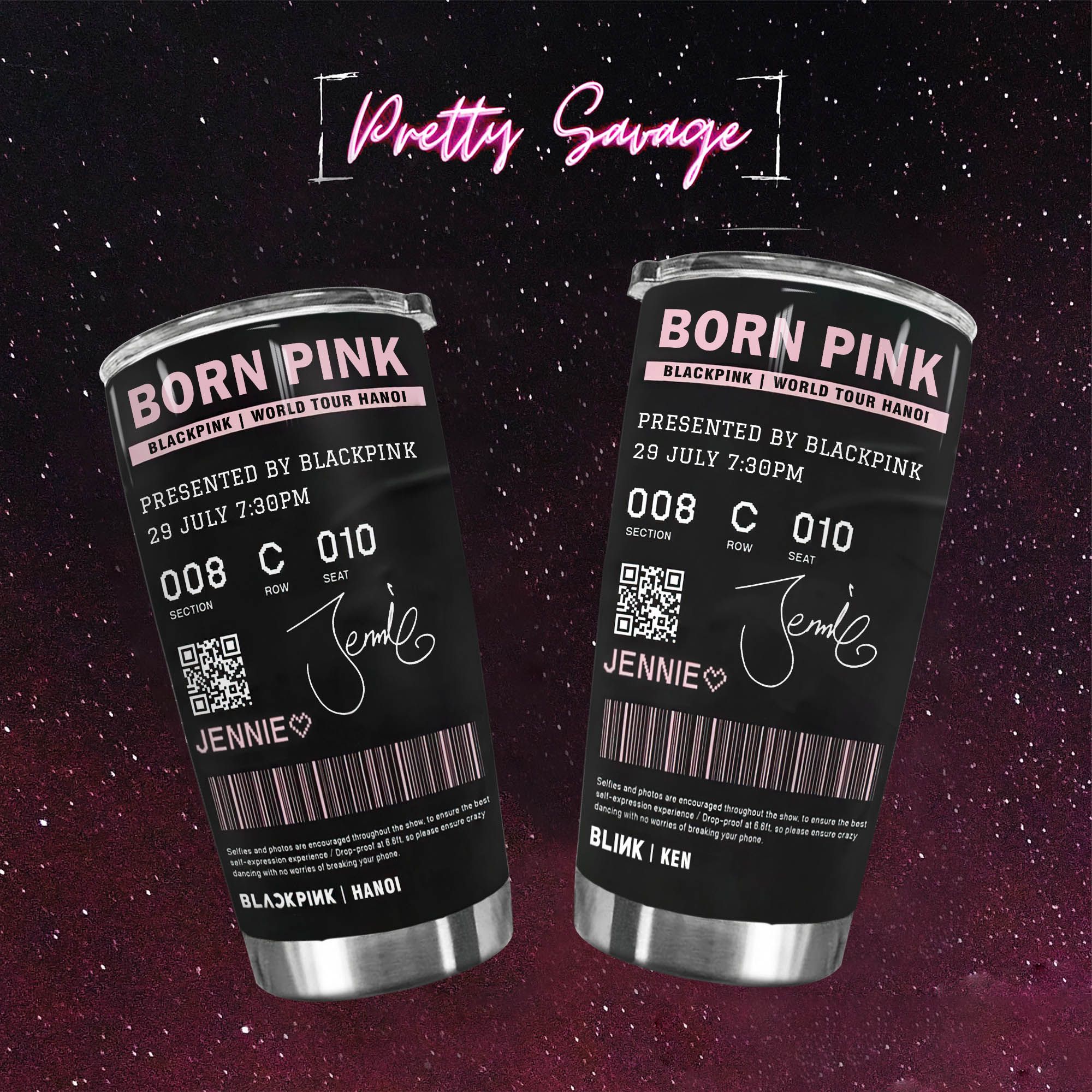 Blackpink Ticket Hanoi Go Drink Người nổi tiếng/Idol Cốc giữ nhiệt 600ml In tên, hình ảnh theo yêu cầu