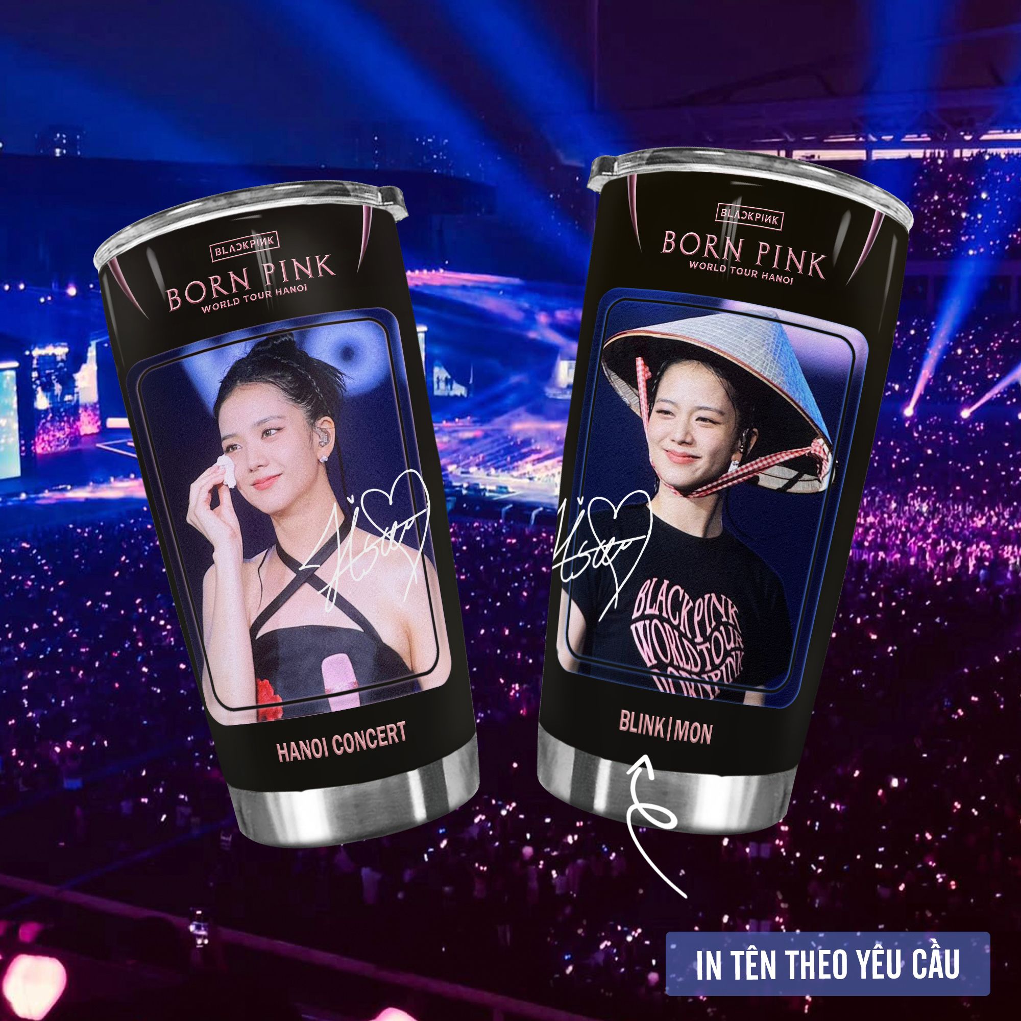 Blackpink Concert Hanoi Go Drink Người nổi tiếng/Idol Cốc giữ nhiệt 600ml In tên, hình ảnh theo yêu cầu
