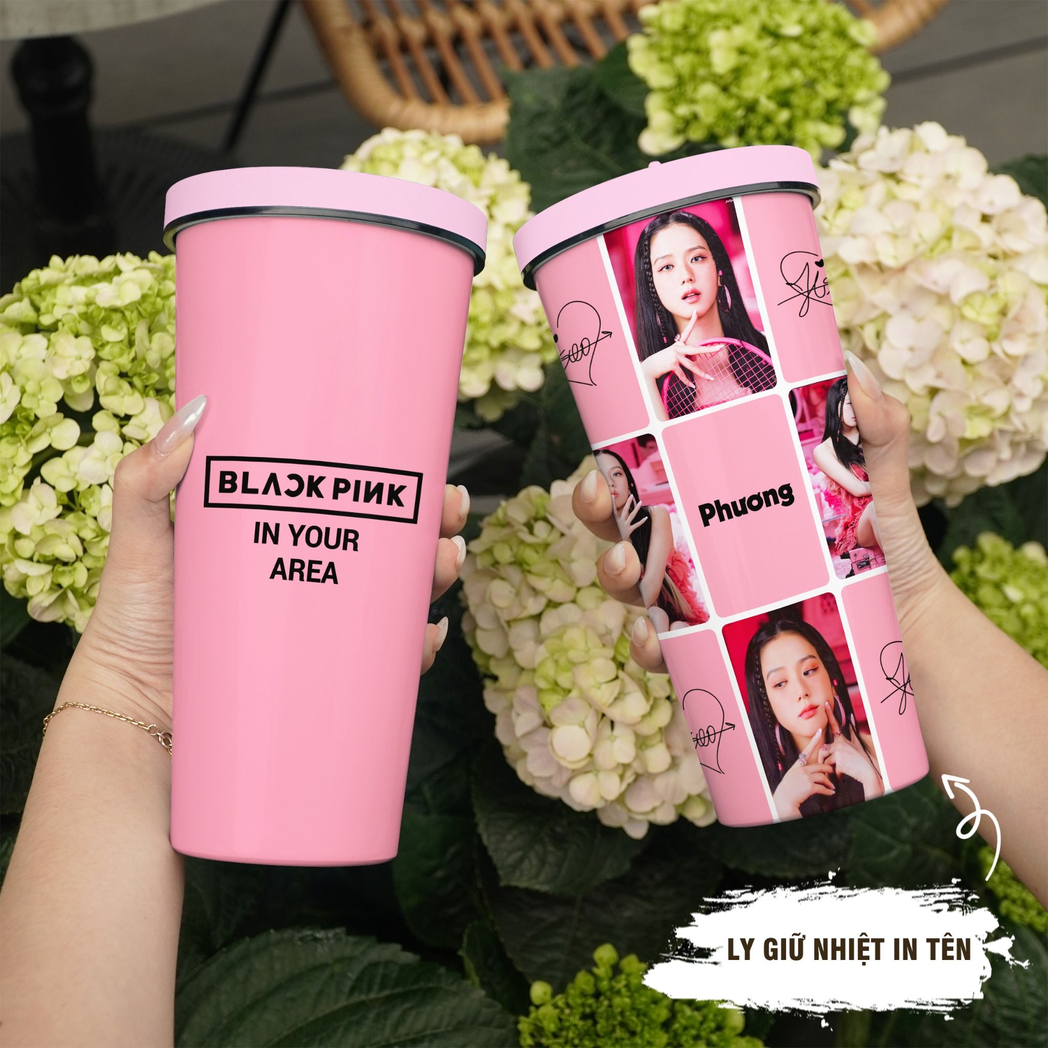 Jisoo Born Pink Go Drink Người nổi tiếng/Idol Cốc Giữ Nhiệt 740ml In tên, hình ảnh theo yêu cầu