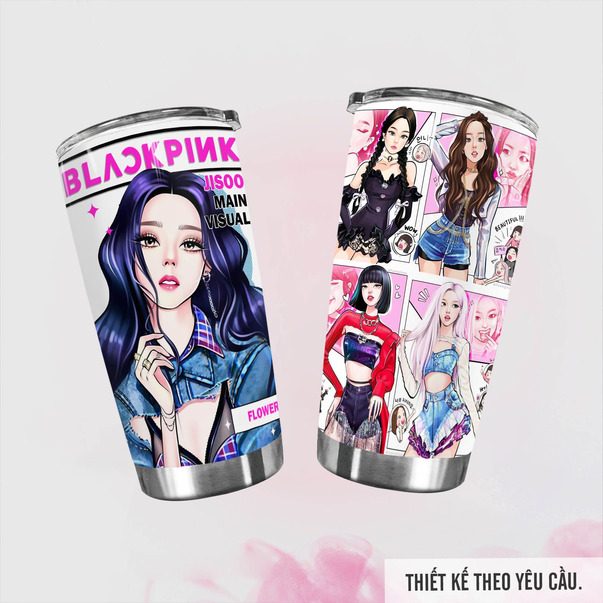 Blackpink x Anime Go Drink Người nổi tiếng/Idol Cốc giữ nhiệt 600ml In tên, hình ảnh theo yêu cầu