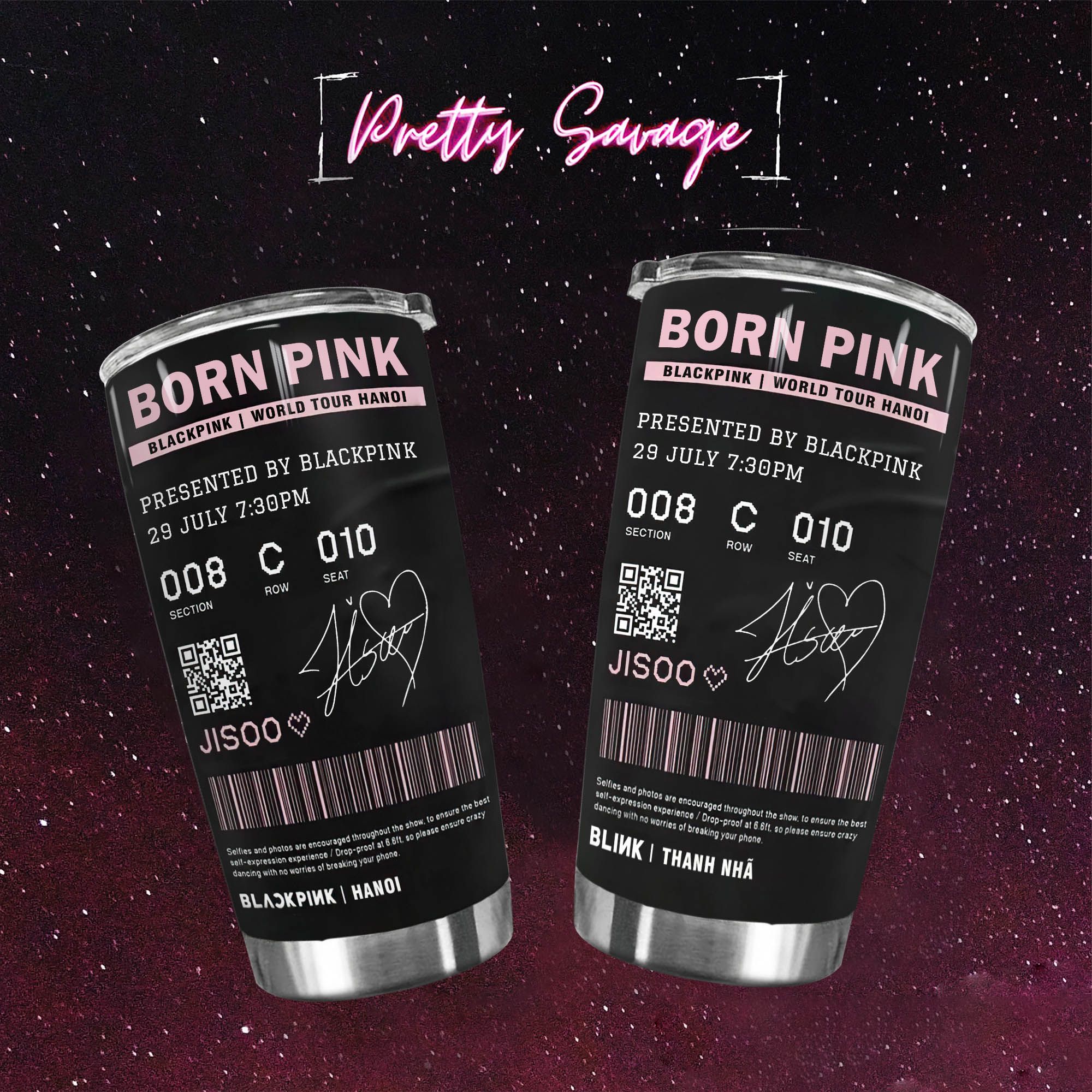 Blackpink Ticket Hanoi Go Drink Người nổi tiếng/Idol Cốc giữ nhiệt 600ml In tên, hình ảnh theo yêu cầu