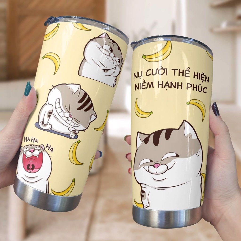 Ami Bụng Bự Nụ Cười Thể Hiện Niềm Hạnh Phúc Go Drink Funny Cốc giữ nhiệt 600ml In tên, hình ảnh theo yêu cầu