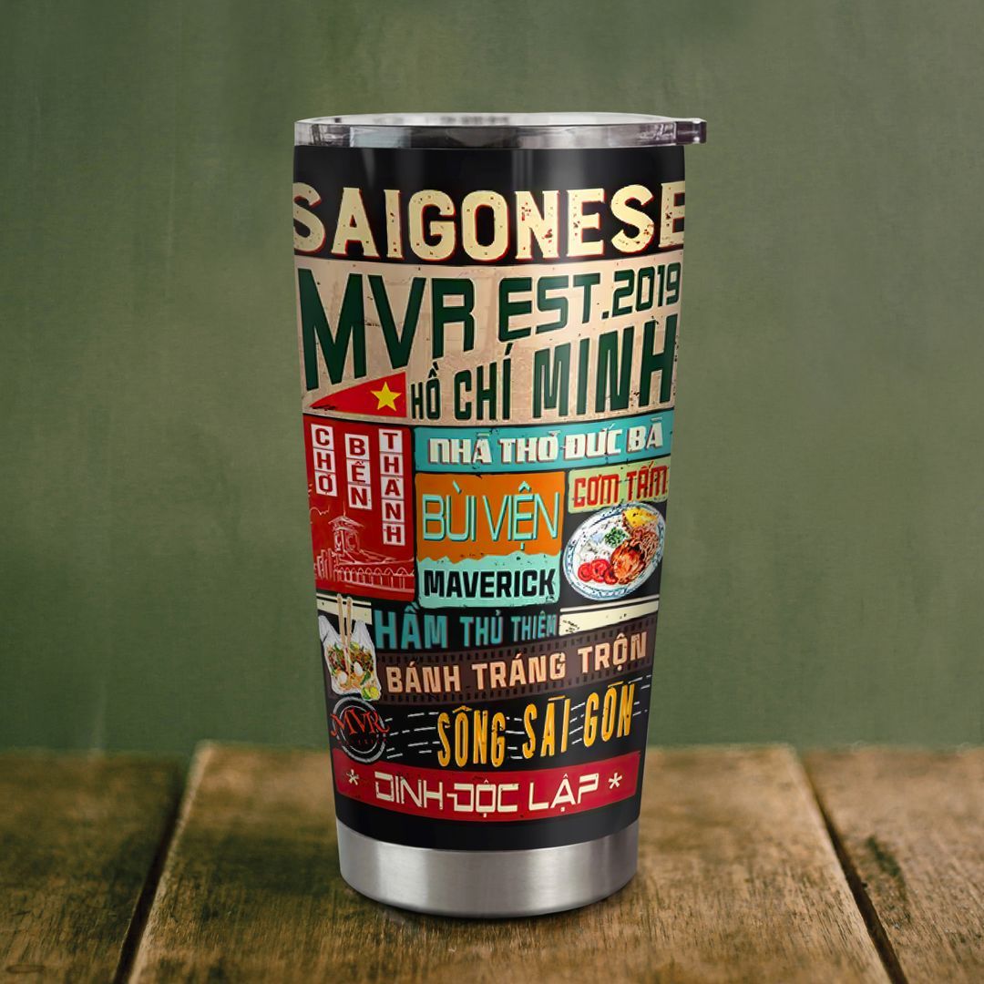 Sài Gòn V1 Go Drink Phong cách sống Cốc giữ nhiệt 600ml In tên, hình ảnh theo yêu cầu