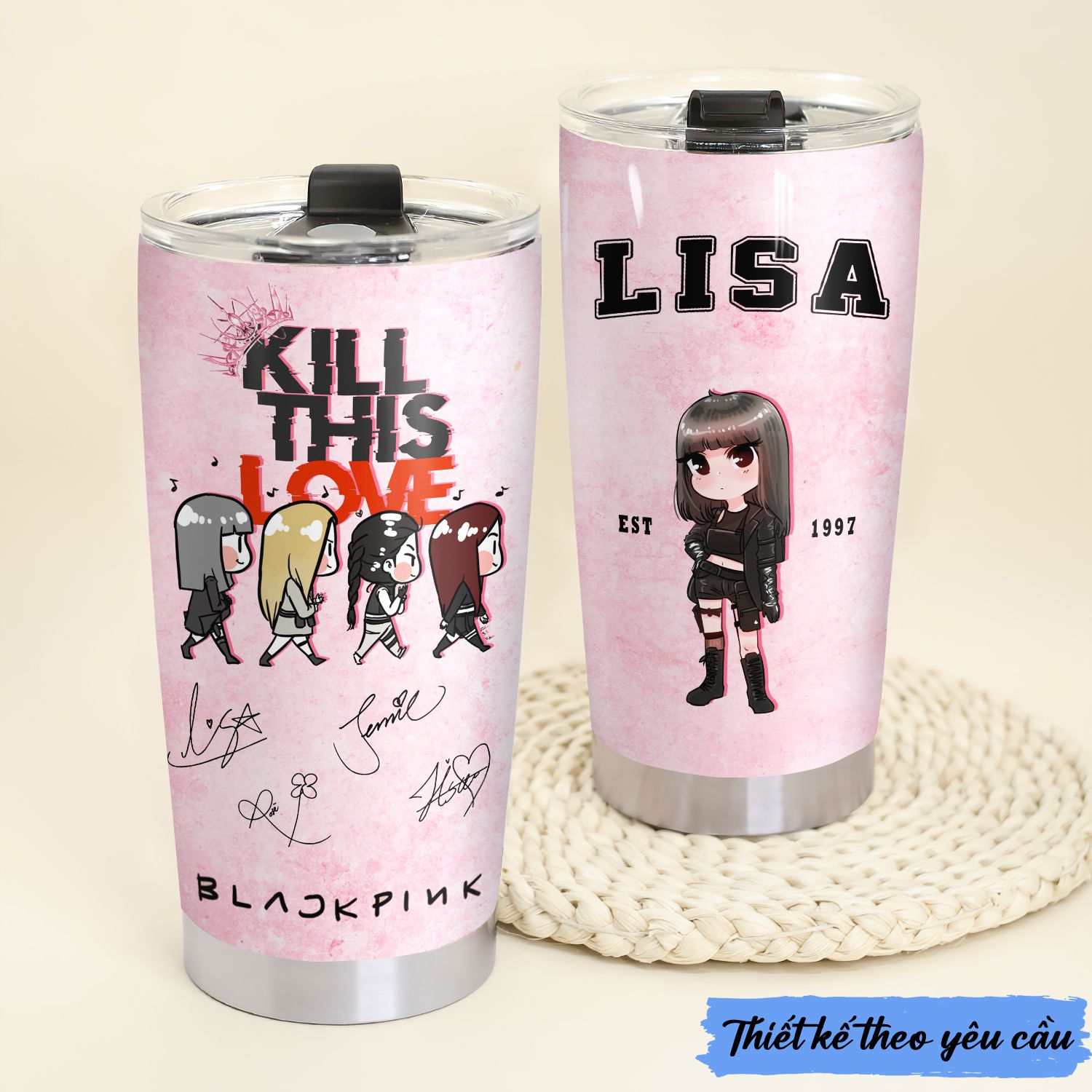Kill This Love BLB Chibi Go Drink Người nổi tiếng/Idol Cốc giữ nhiệt 600ml In tên, hình ảnh theo yêu cầu