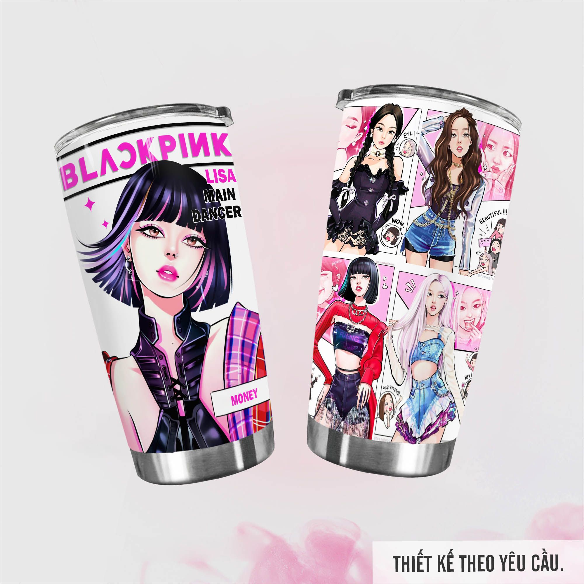 Blackpink x Anime Go Drink Người nổi tiếng/Idol Cốc giữ nhiệt 600ml In tên, hình ảnh theo yêu cầu