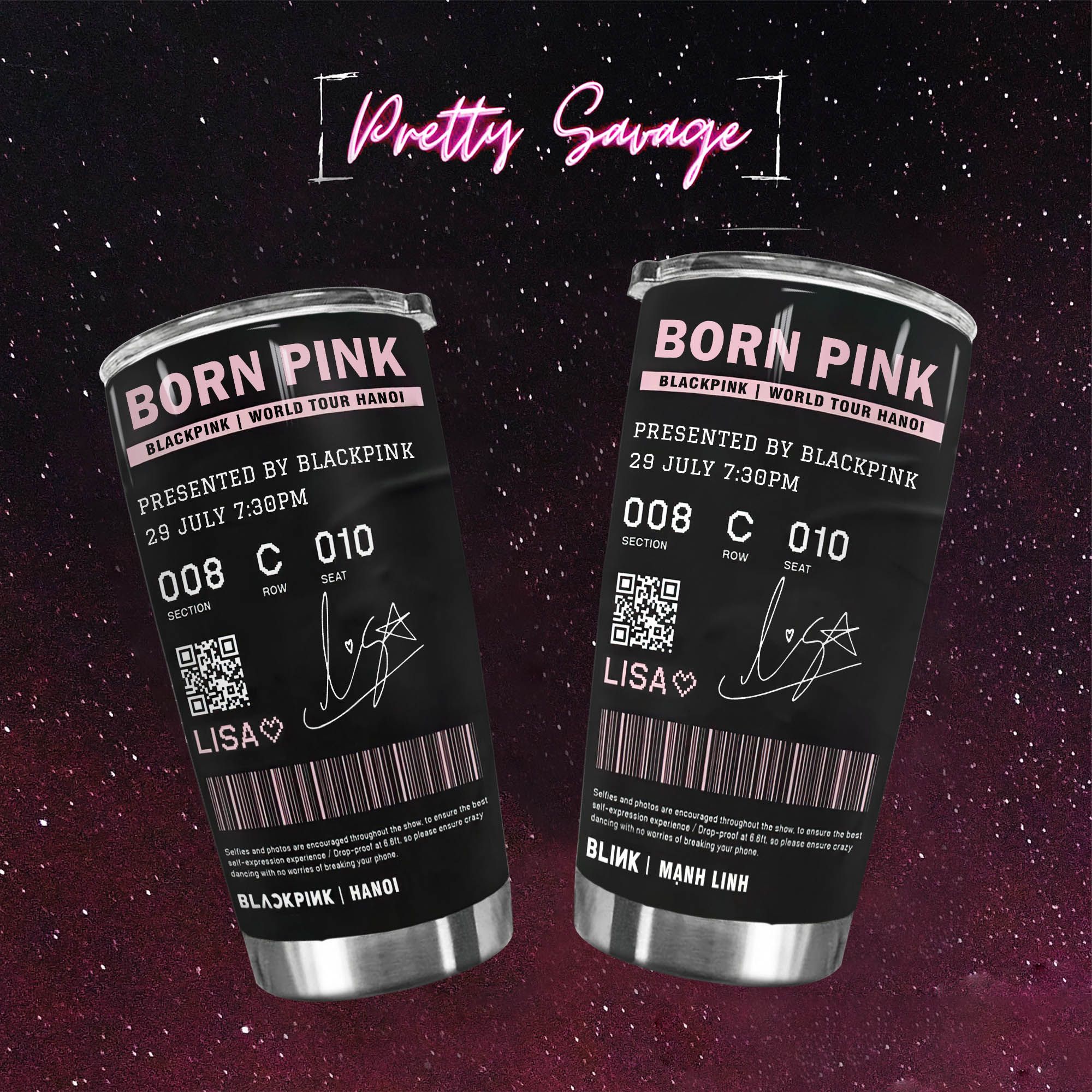 Blackpink Ticket Hanoi Go Drink Người nổi tiếng/Idol Cốc giữ nhiệt 600ml In tên, hình ảnh theo yêu cầu
