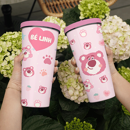 Gấu Lotso Họa Tiết Go Drink Cốc Giữ Nhiệt 740ml In tên, hình ảnh theo yêu cầu