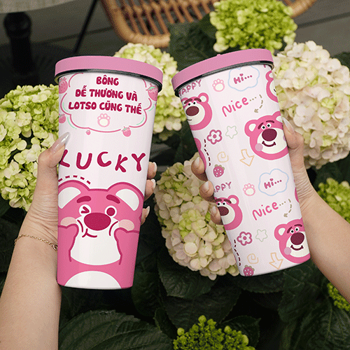 Gấu Lotso Lucky Go Drink Cốc Giữ Nhiệt 740ml In tên, hình ảnh theo yêu cầu