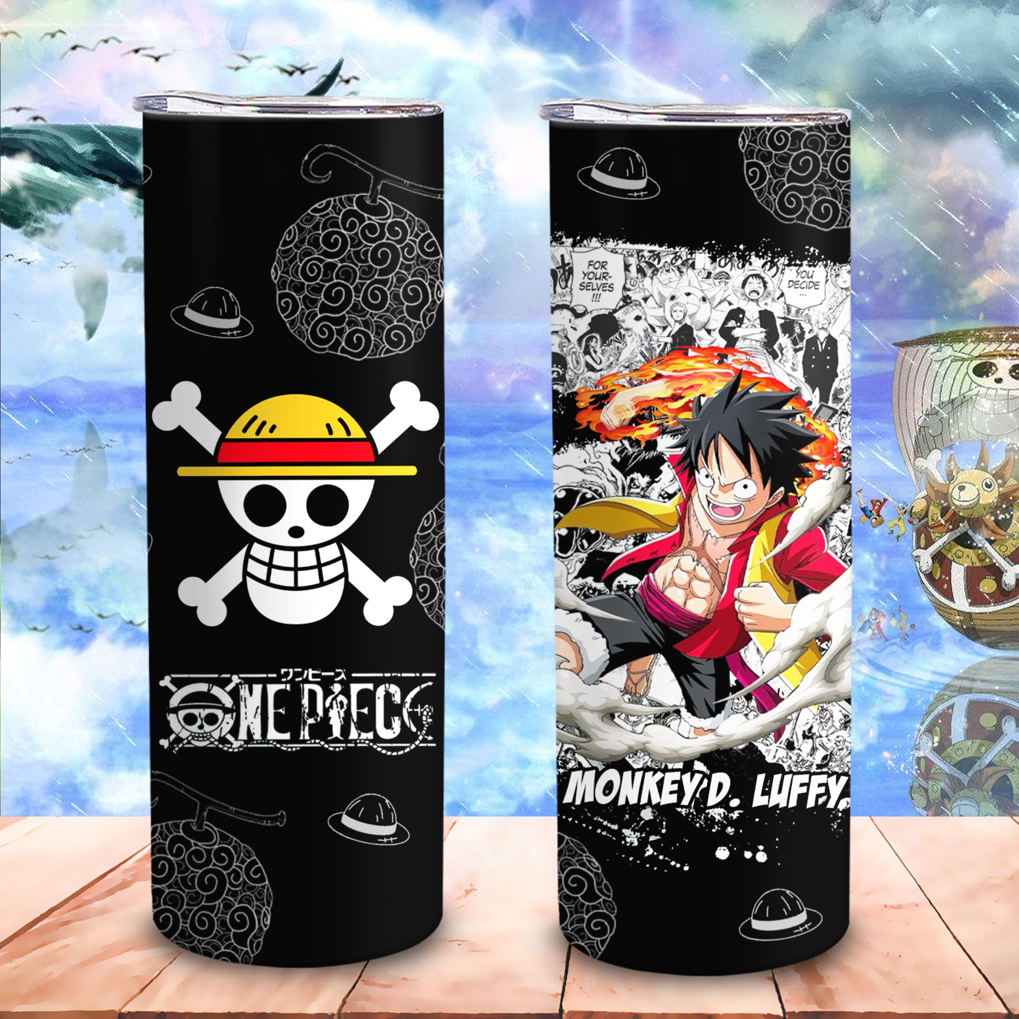 One Piece Đảo Hải Tặc Các Thành Viên Go Drink Anime Skinny 600ml In Tên, Hình Ảnh Theo Yêu Cầu