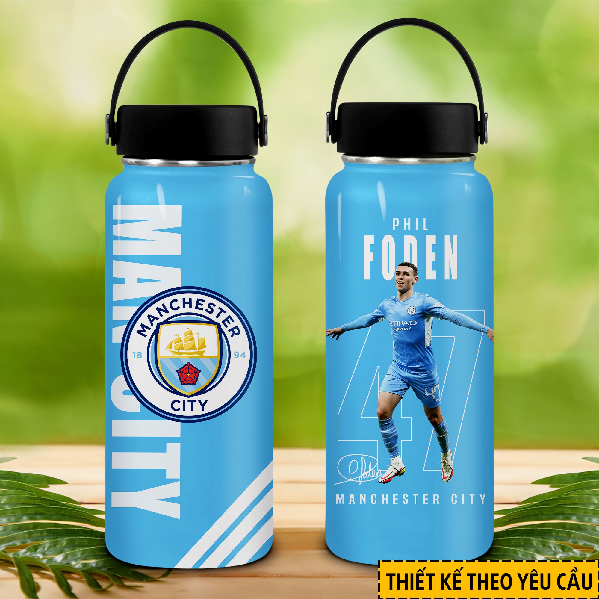 CLB Bóng Đá Kết Hợp Cầu thủ Thiết Kế V2208 Go Drink Fans Bóng Đá Bình giữ nhiệt 950ml In Tên, Hình Ảnh Theo Yêu Cầu
