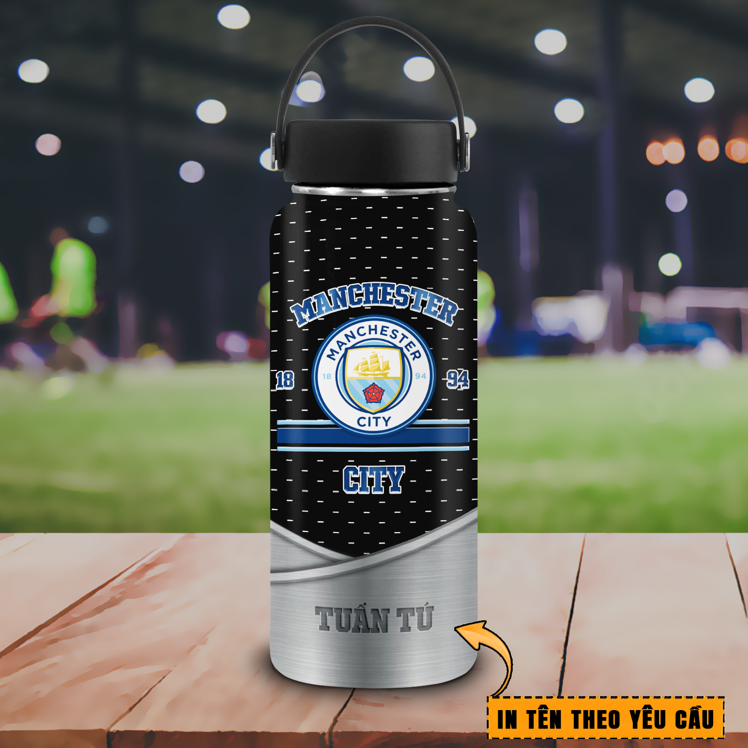 Bình giữ nhiệt bóng đá hiệu ứng 3D 2024 Go Drink Fan Bóng Đá Bình giữ nhiệt 950ml In tên, hình ảnh theo yêu cầu