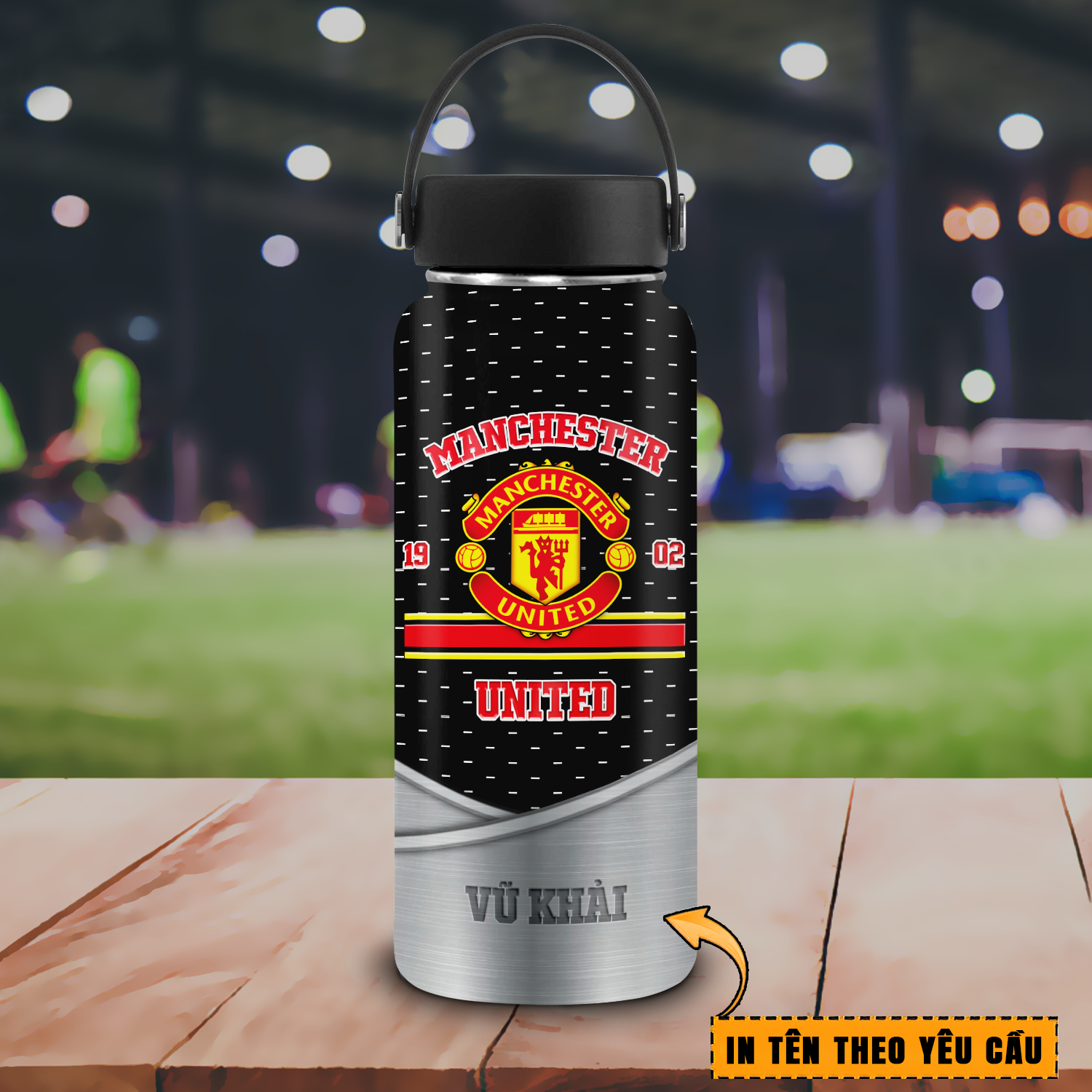 Bình giữ nhiệt bóng đá hiệu ứng 3D 2024 Go Drink Fan Bóng Đá Bình giữ nhiệt 950ml In tên, hình ảnh theo yêu cầu