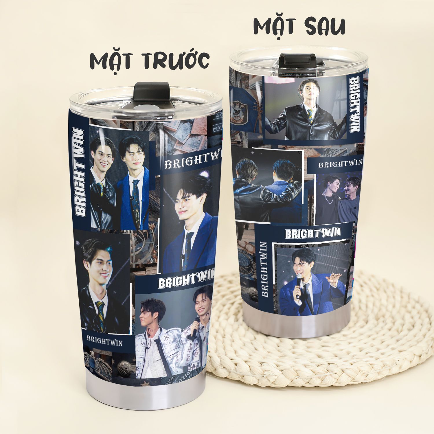 Brightwin Go Drink Người nổi tiếng/Idol Cốc giữ nhiệt 600ml In tên hình ảnh theo yêu cầu