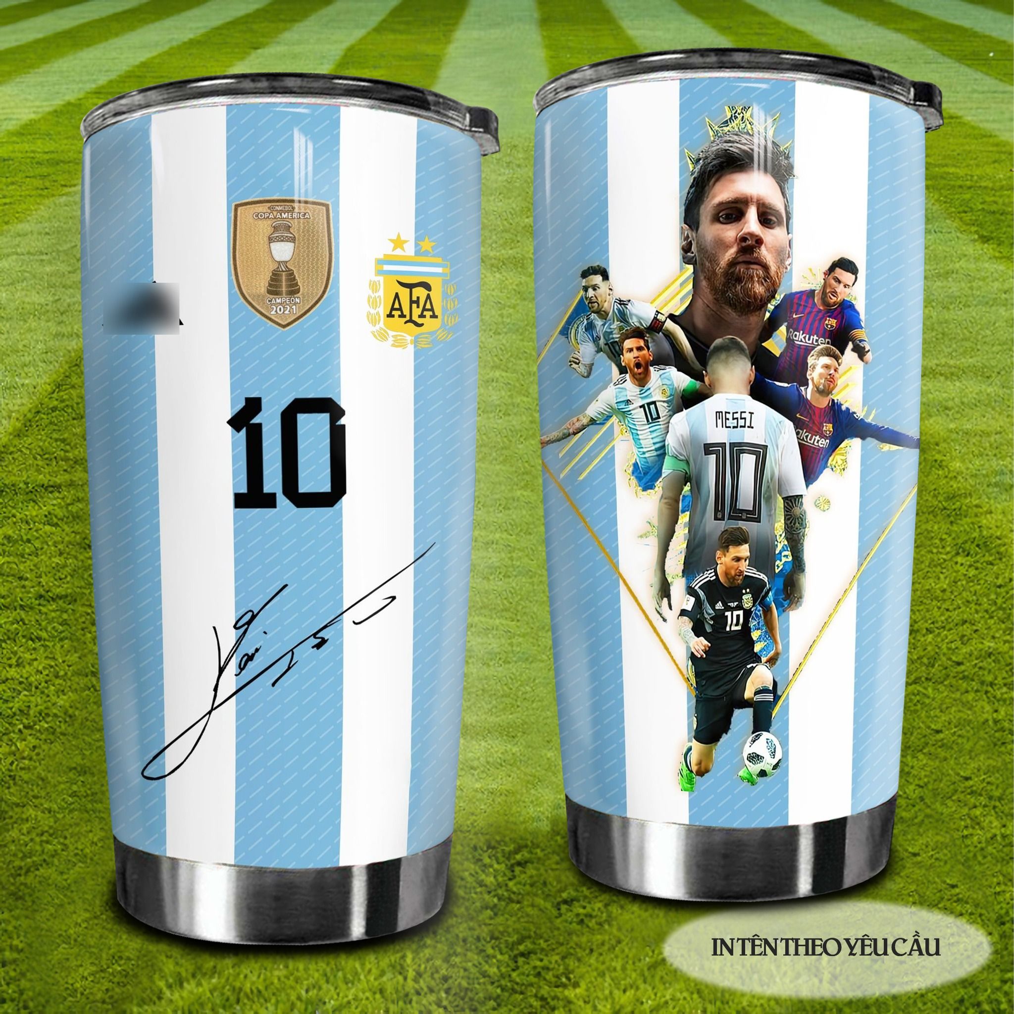 Messi king 2 Go Drink Fans Bóng Đá Cốc Giữ Nhiệt 600ml In tên, hình ảnh theo yêu cầu