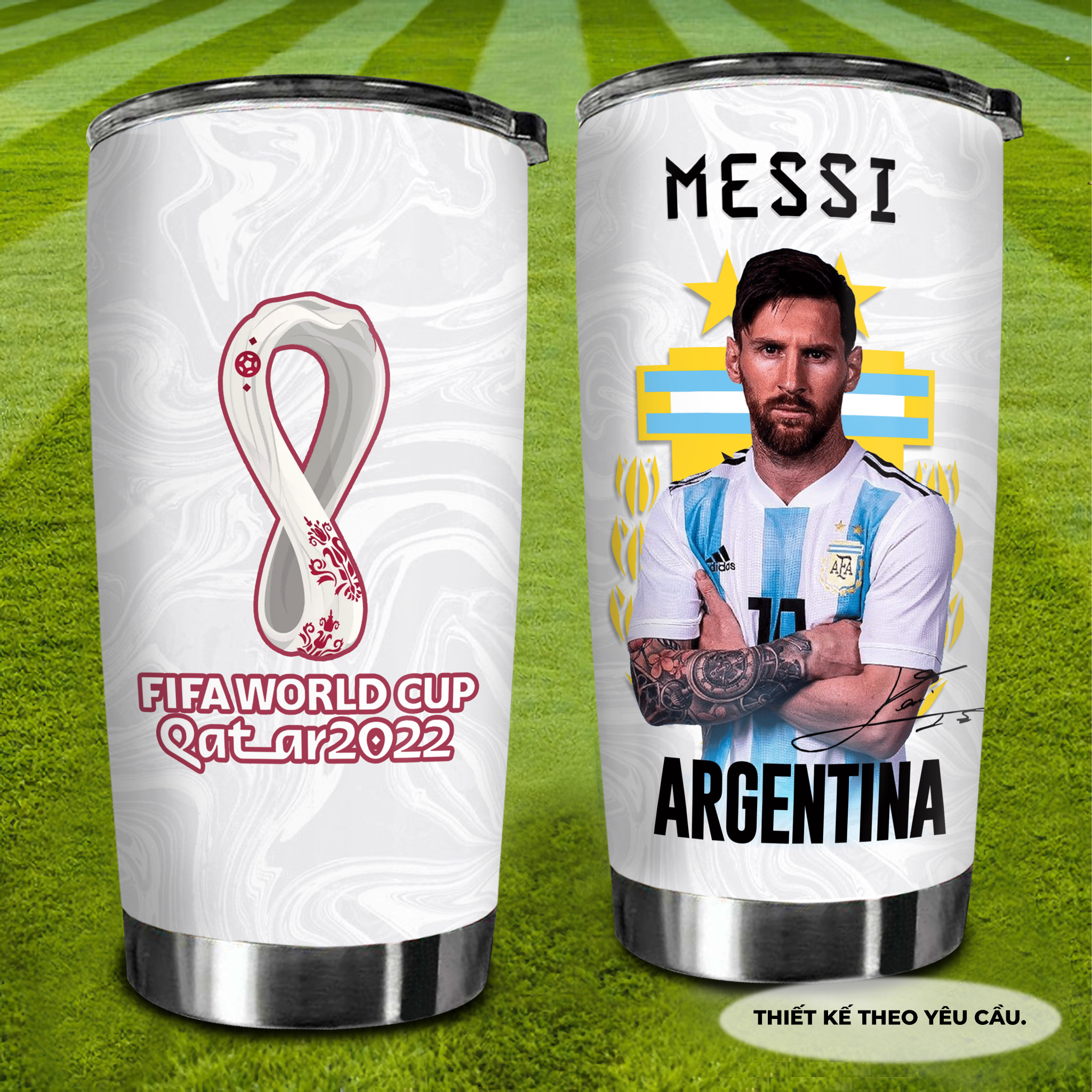 Cầu Thủ Messi Đội tuyển Argentina Go Drink Fans Bóng Đá Cốc Giữ Nhiệt 600ml In tên, hình ảnh theo yêu cầu