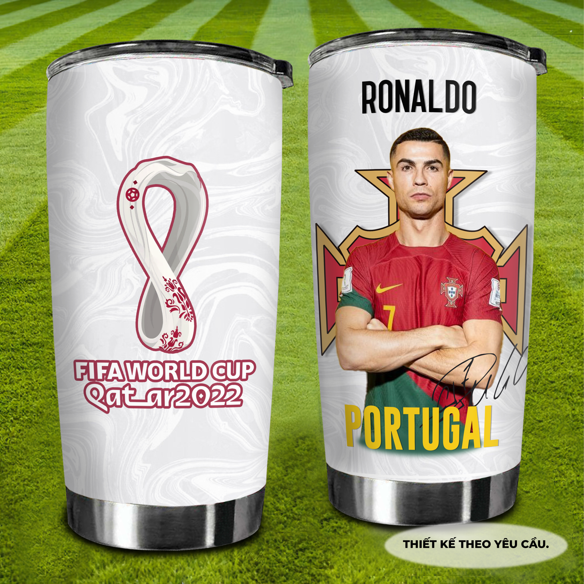 Cầu Thủ Ronaldo Đội tuyển Bồ Đào Nha Go Drink Fans Bóng Đá Cốc Giữ Nhiệt 600ml In tên, hình ảnh theo yêu cầu