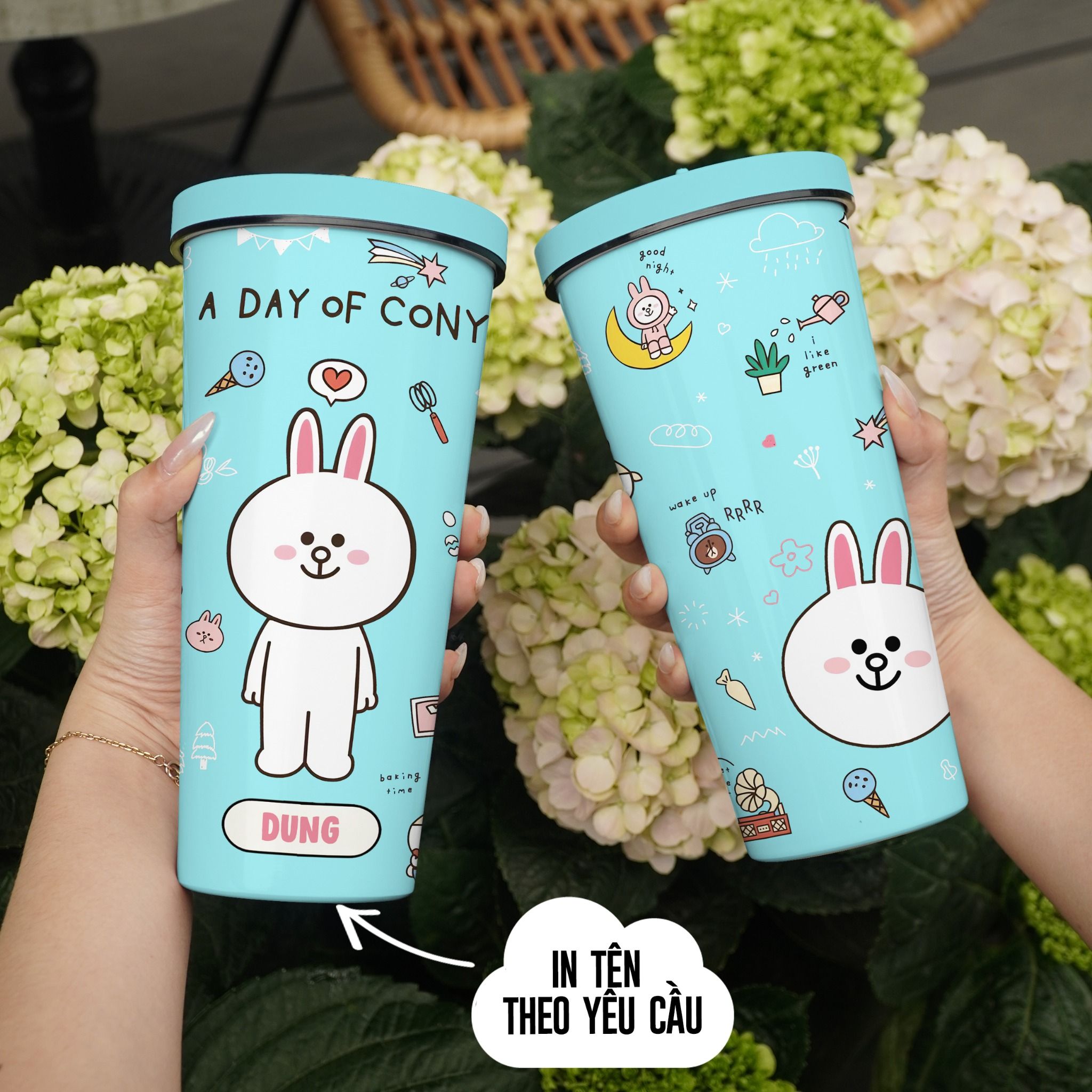 Một ngày của Cony Go Drink Funny Cốc Giữ Nhiệt 740ml In tên, hình ảnh theo yêu cầu