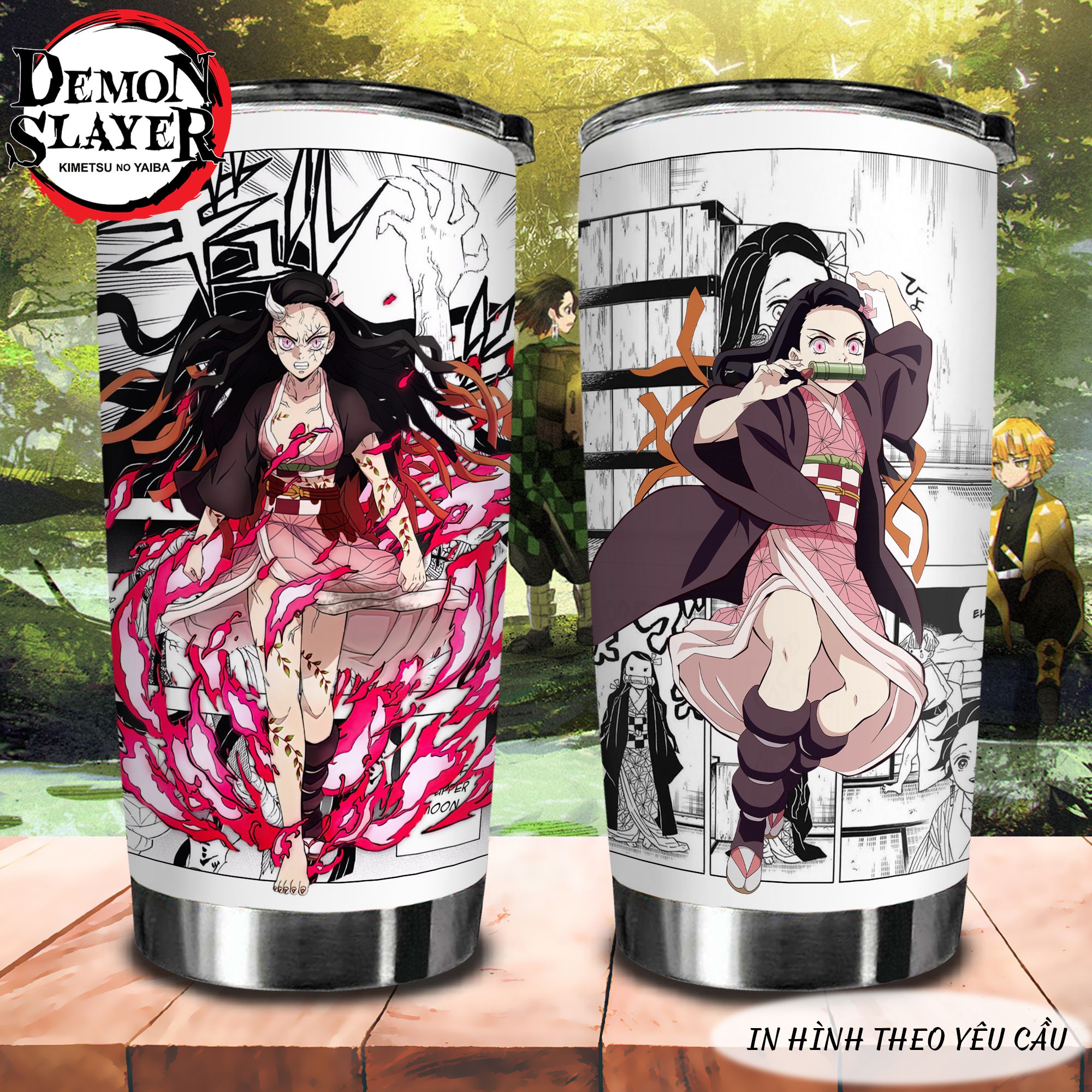Nezuko Kết Hợp Truyện Tranh Demon Slayer Go Drink Anime Cốc giữ nhiệt 600ml In tên, hình ảnh theo yêu cầu