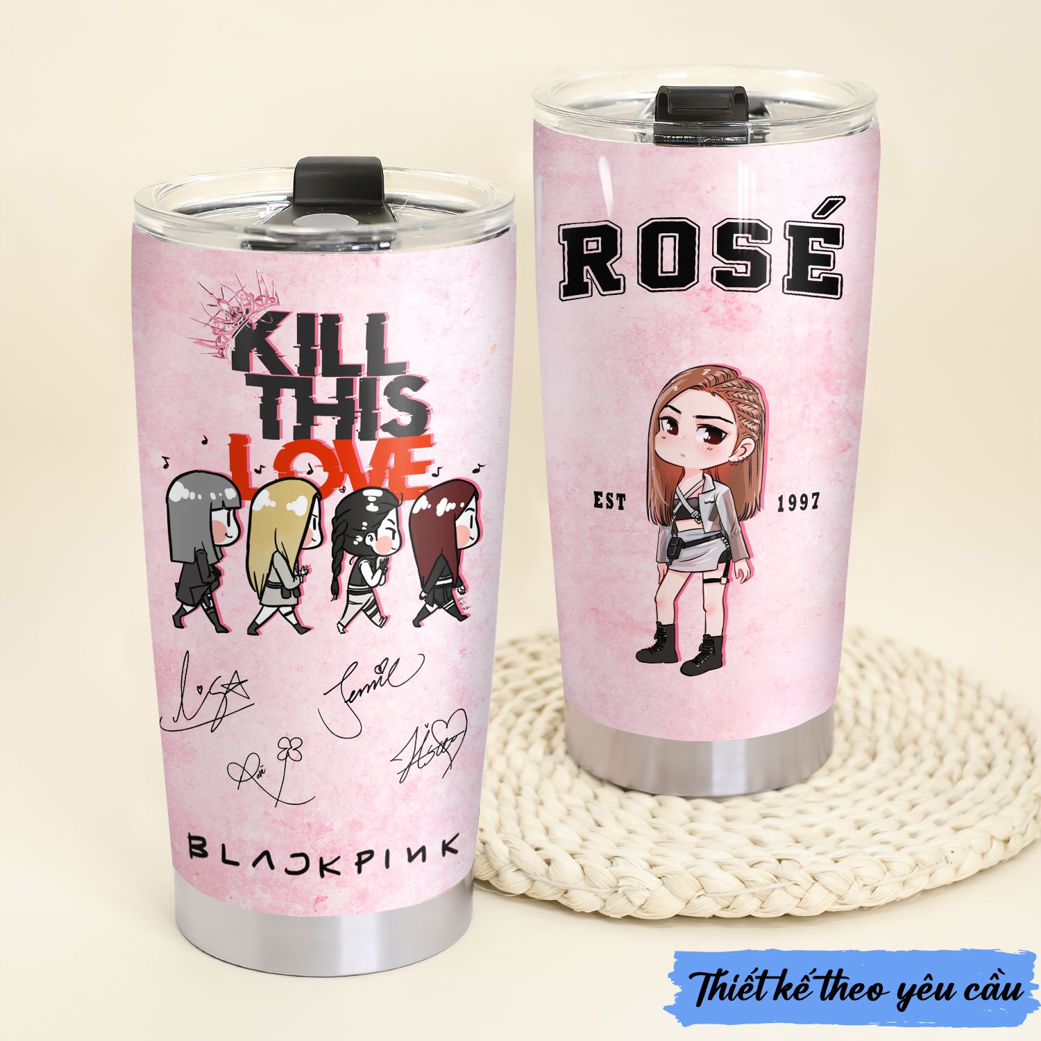 Kill This Love BLB Chibi Go Drink Người nổi tiếng/Idol Cốc giữ nhiệt 600ml In tên, hình ảnh theo yêu cầu