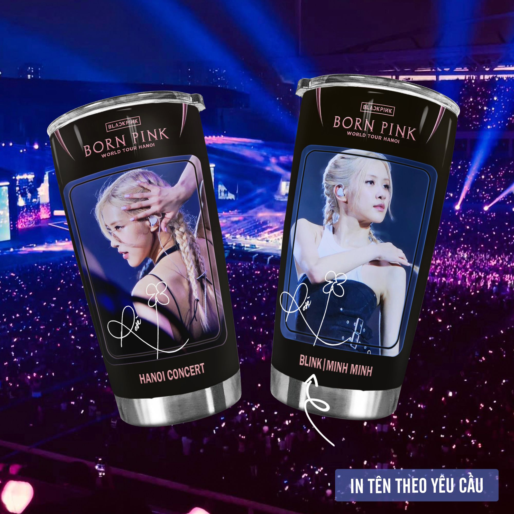 Blackpink Concert Hanoi Go Drink Người nổi tiếng/Idol Cốc giữ nhiệt 600ml In tên, hình ảnh theo yêu cầu