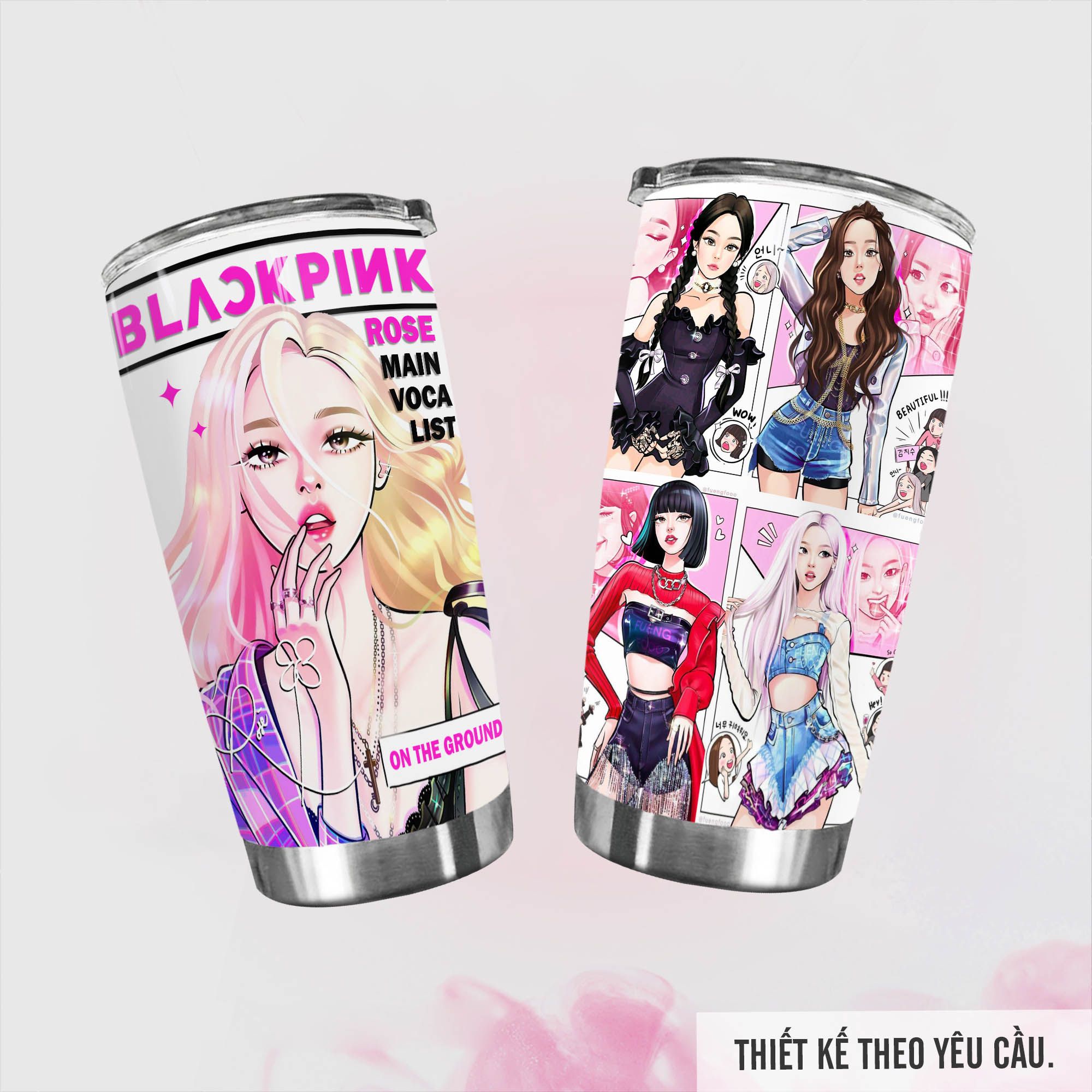 Blackpink x Anime Go Drink Người nổi tiếng/Idol Cốc giữ nhiệt 600ml In tên, hình ảnh theo yêu cầu