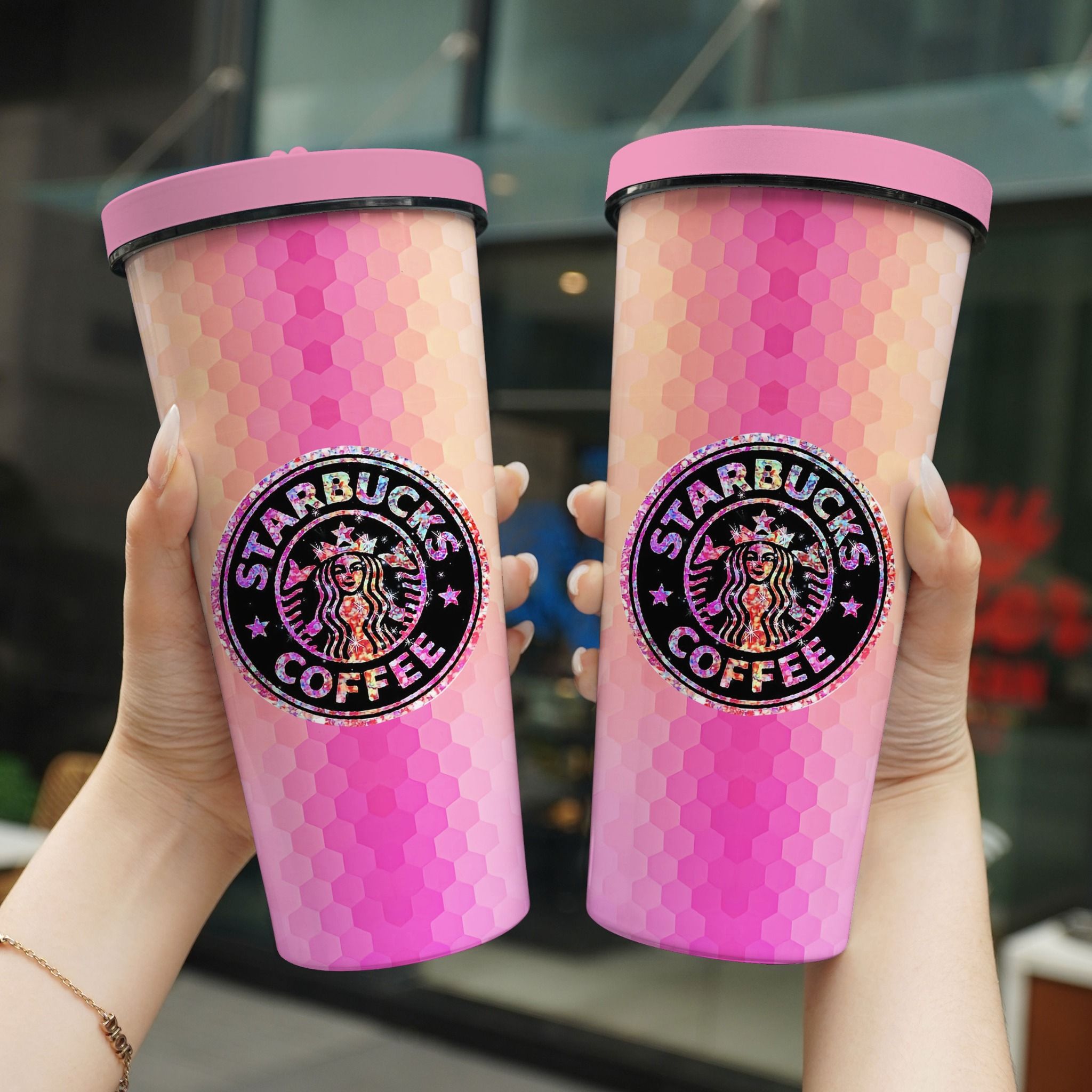 Starbuck Colorful Go Drink In tên/ Ghép ảnh Cốc giữ nhiệt 740ml In tên, hình ảnh theo yêu cầu
