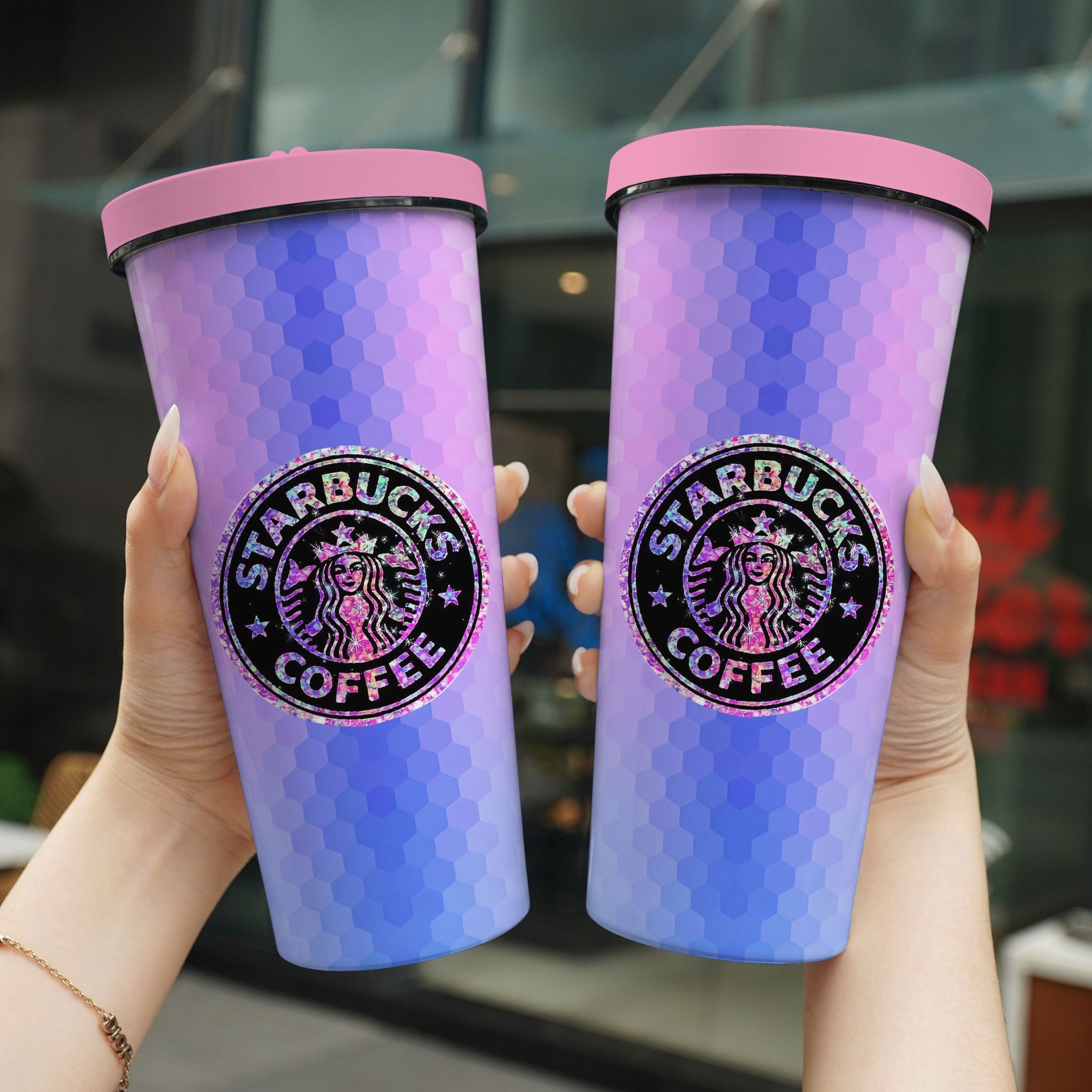 Starbuck Colorful Go Drink In tên/ Ghép ảnh Cốc giữ nhiệt 740ml In tên, hình ảnh theo yêu cầu