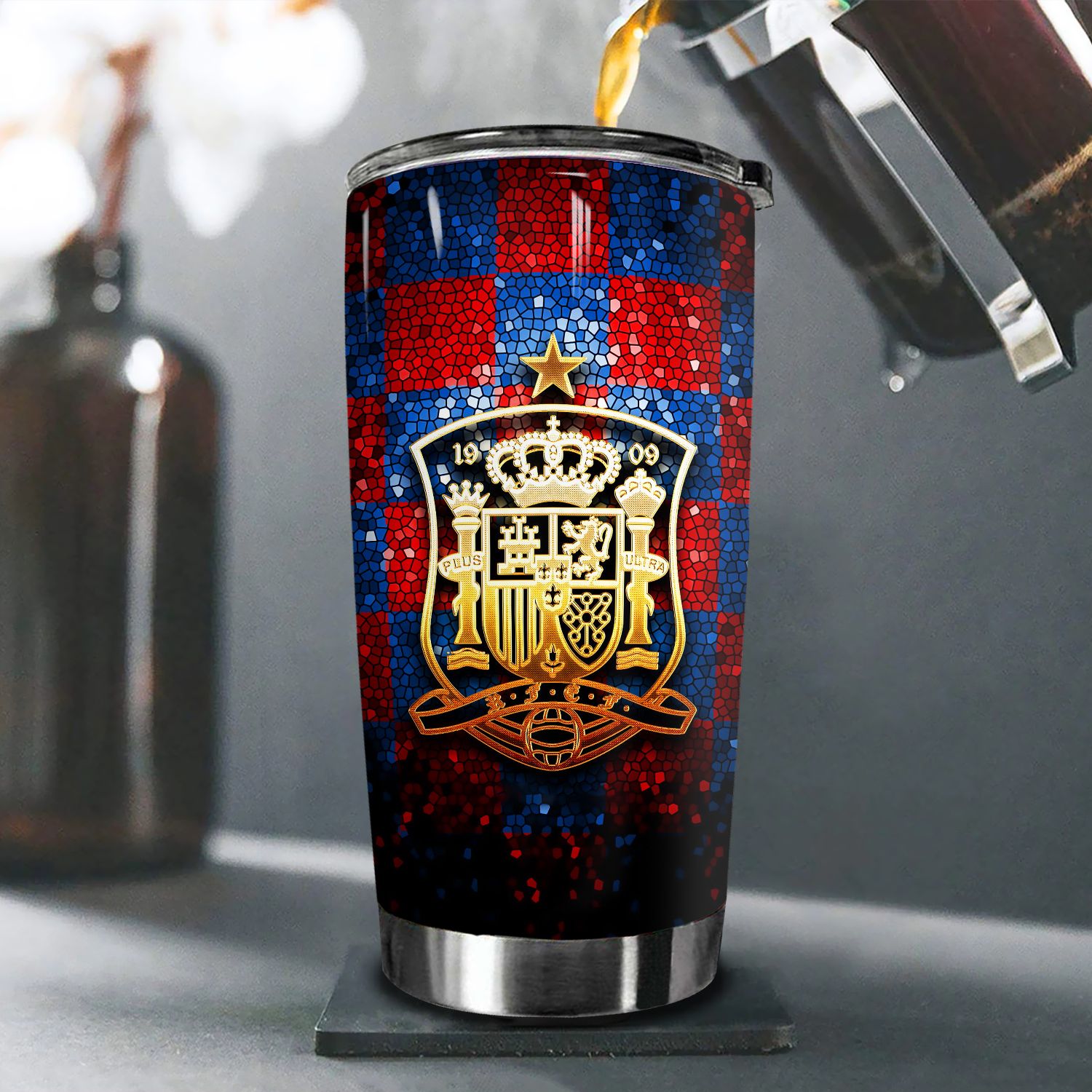 Go Drinklogo tuyển tây ban nha Cốc Giữ Nhiệt 600ml In tên, hình ảnh theo yêu cầu