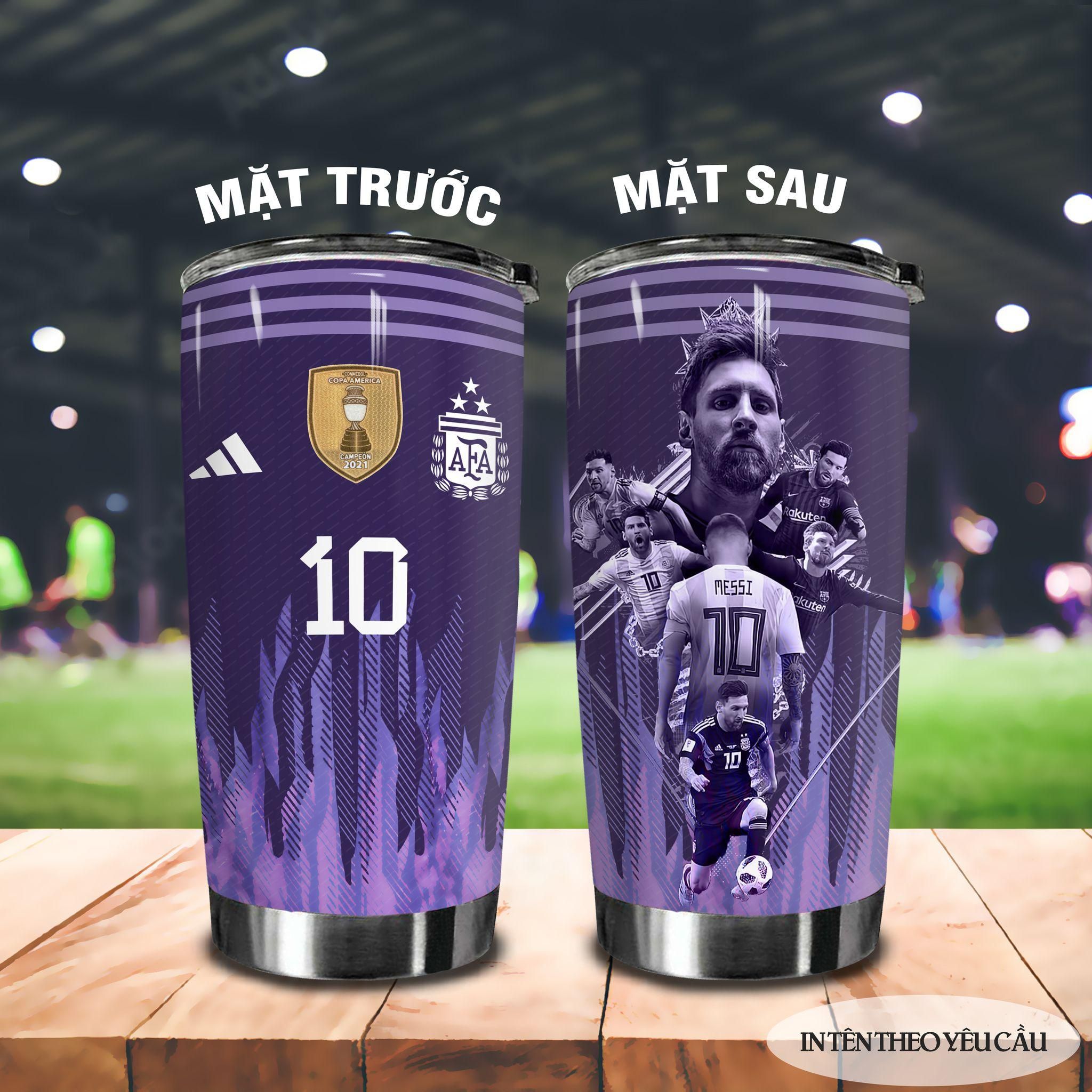 Messi king 3 Go Drink Fans Bóng Đá Cốc Giữ Nhiệt 600ml In tên, hình ảnh theo yêu cầu