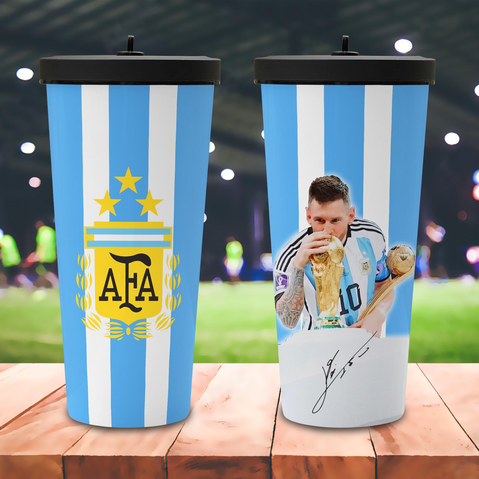 Đội tuyển Quốc Gia Argentina Go Drink Fans Bóng Đá Cốc giữ nhiệt 600ml In tên, hình ảnh theo yêu cầu