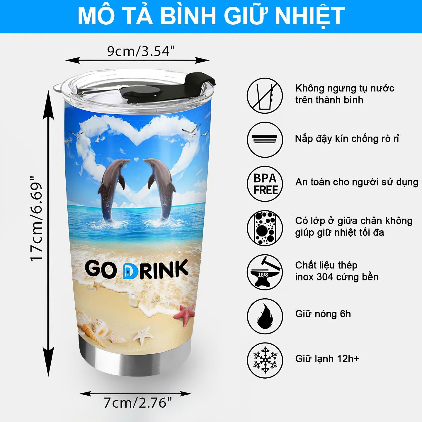 Logo CLB MU Vintage Go Drink Fans bóng đá Cốc Giữ Nhiệt 600ml In tên, hình ảnh theo yêu cầu