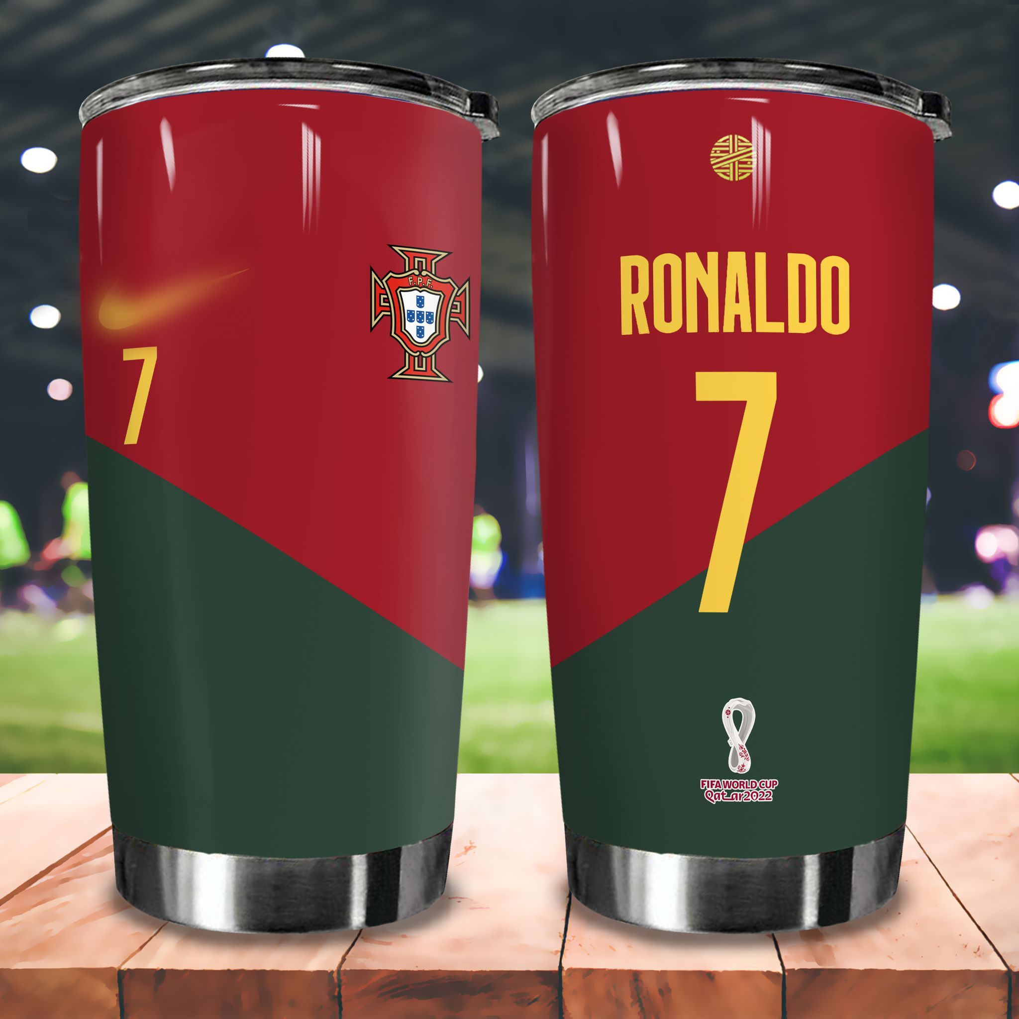 CR7 Bồ Đào Nha Go Drink Fans bóng đá Cốc giữ nhiệt 600ml In tên, hình ảnh theo yêu cầu