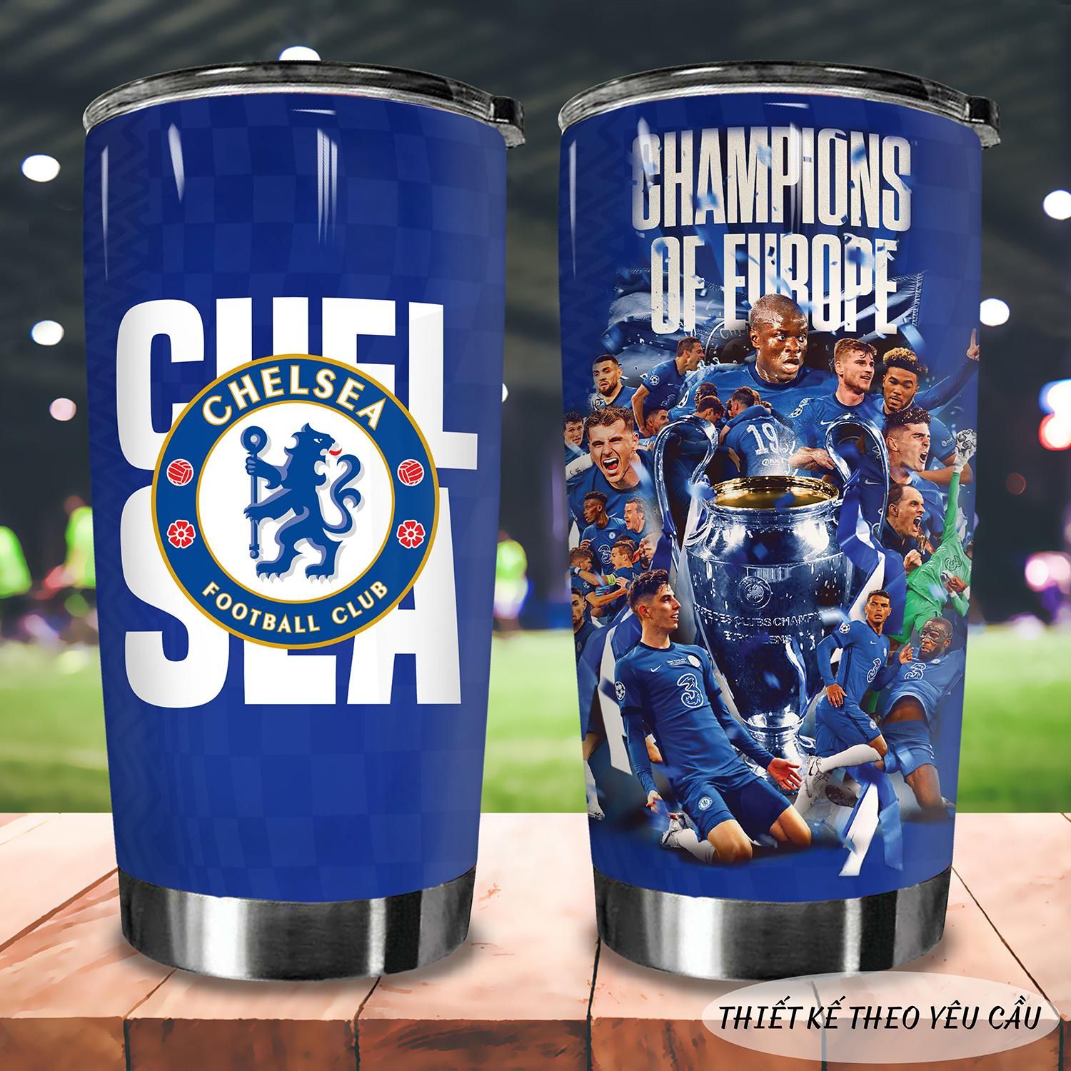 CLB chelsea ăn mừng APR0501 Go Drink Fans bóng đá Cốc Giữ Nhiệt 600ml In tên, hình ảnh theo yêu cầu