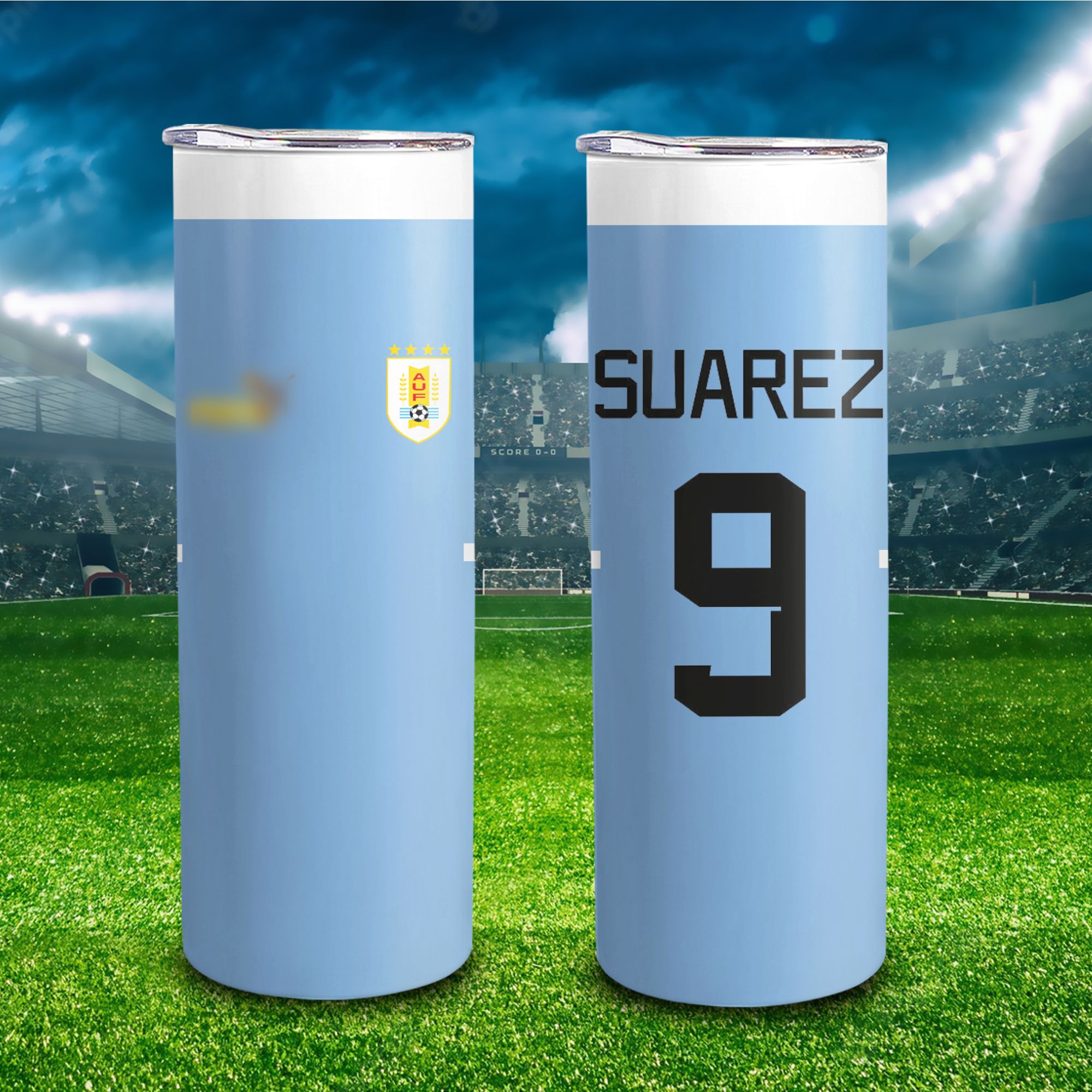 Đội tuyển Quốc Gia Uruguay Go Drink Fans Bóng Đá Skinny 600ml In tên, hình ảnh theo yêu cầu